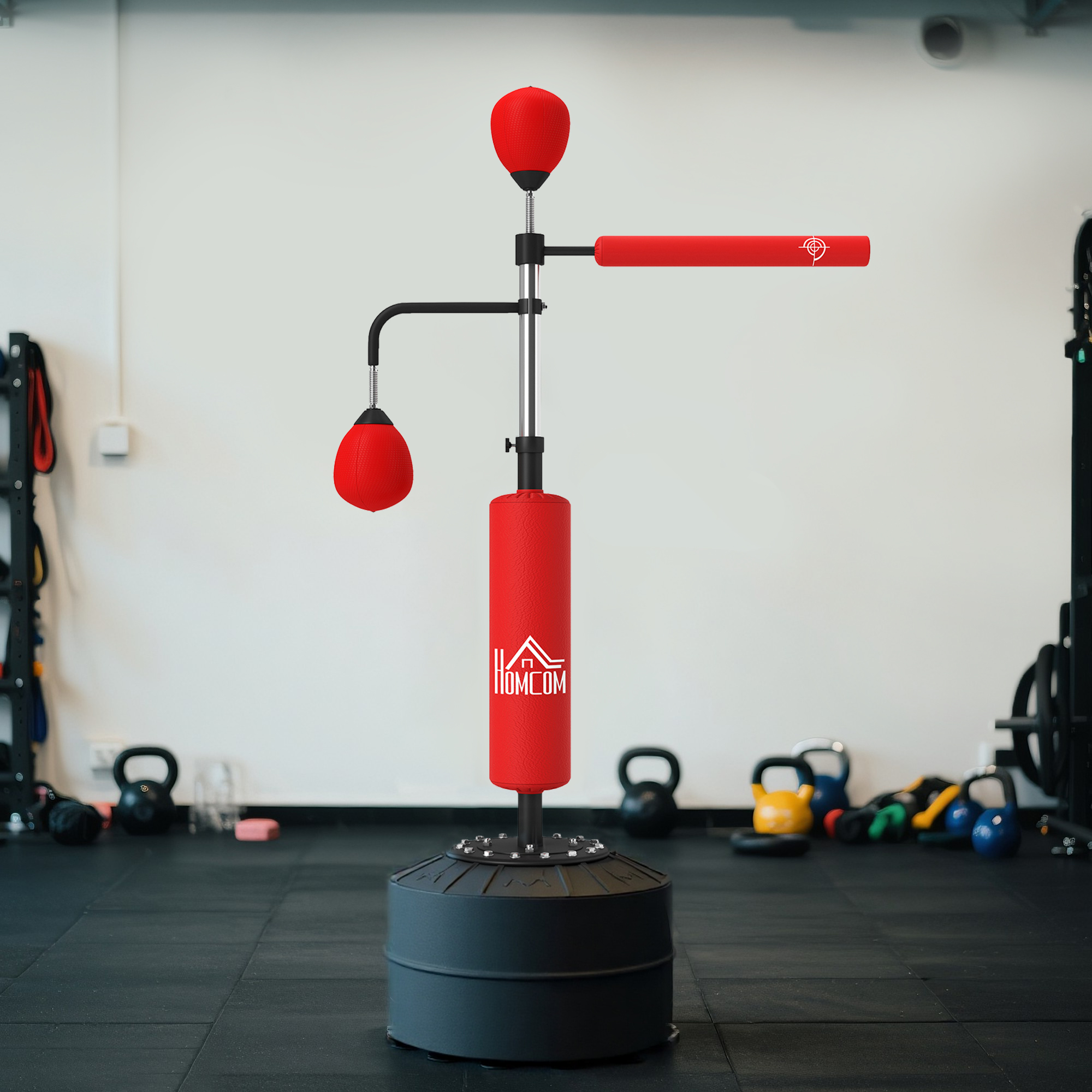 4-in-1 freistehender Boxsack-Ständer, 160-230 cm höhenverstellbar, Rot
