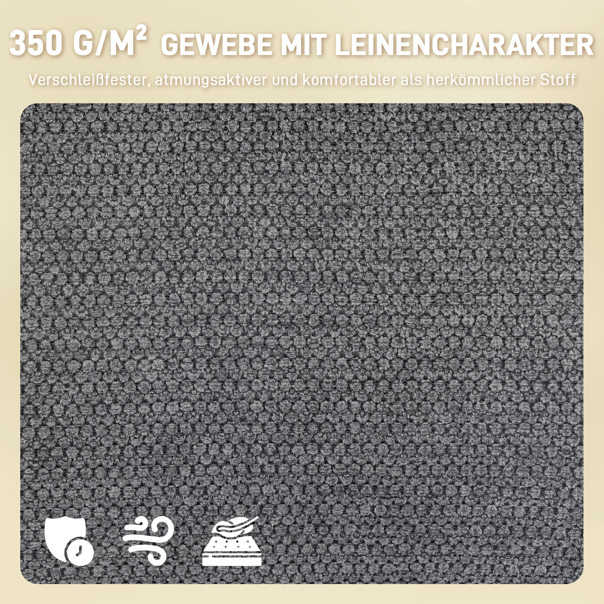 Gepolsterter Esszimmerstuhl, Küchenstuhl mit dicker Polsterung, Armlehnen, Metallbeine, Grau