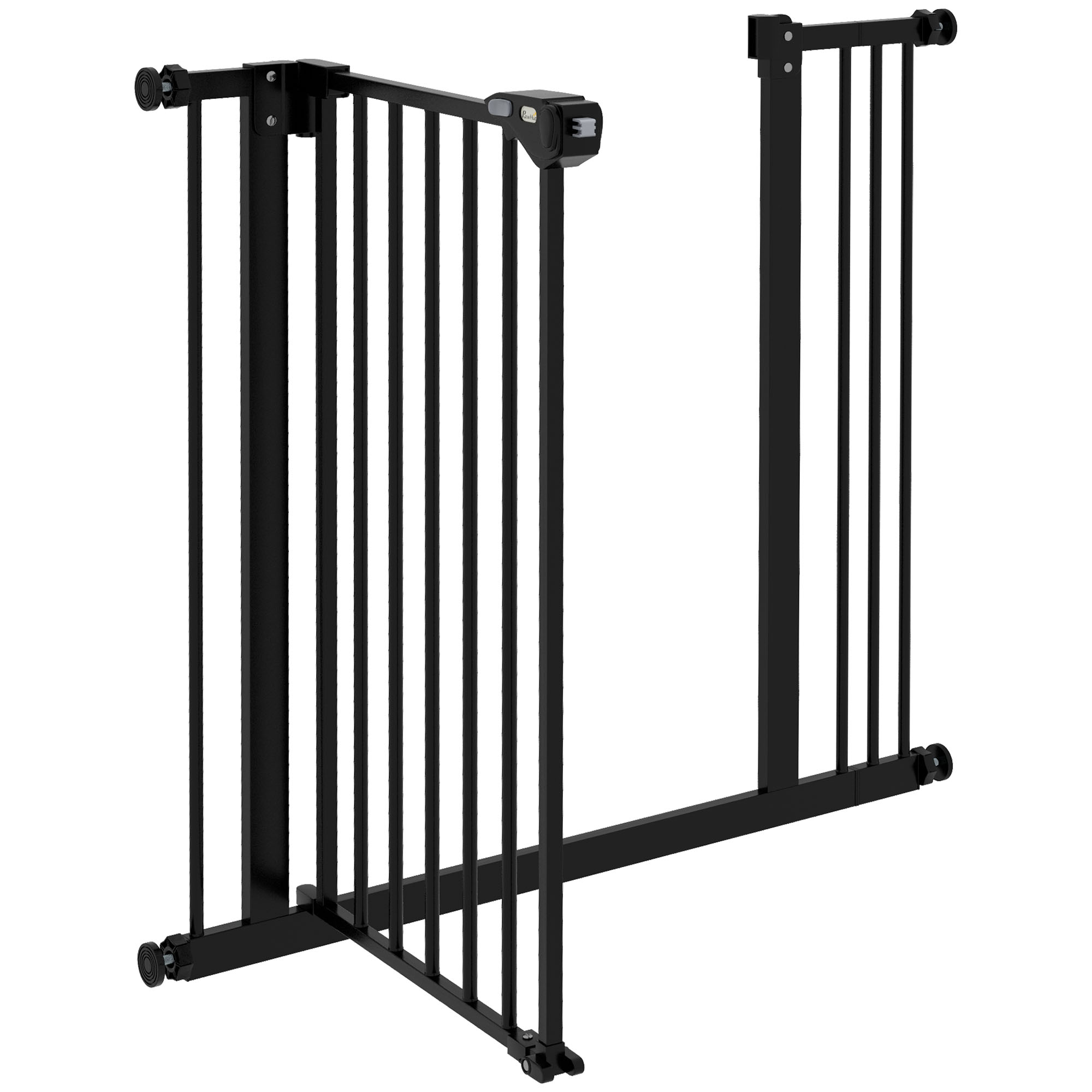Türschutzgitter für Hunde, Absperrgitter, Schutzgitter für Haustiere, Metall, Kunststoff, 74-87 cm, Schwarz