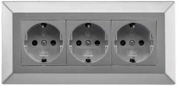 3-fach Steckdosenblock, silber / 250V~/ 16A, Aufbaumontage