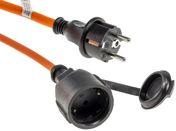 Verlängerungskabel 5m, IP44, Orange / H07RN-F 3G1,5 , Stecker / Kupplung
