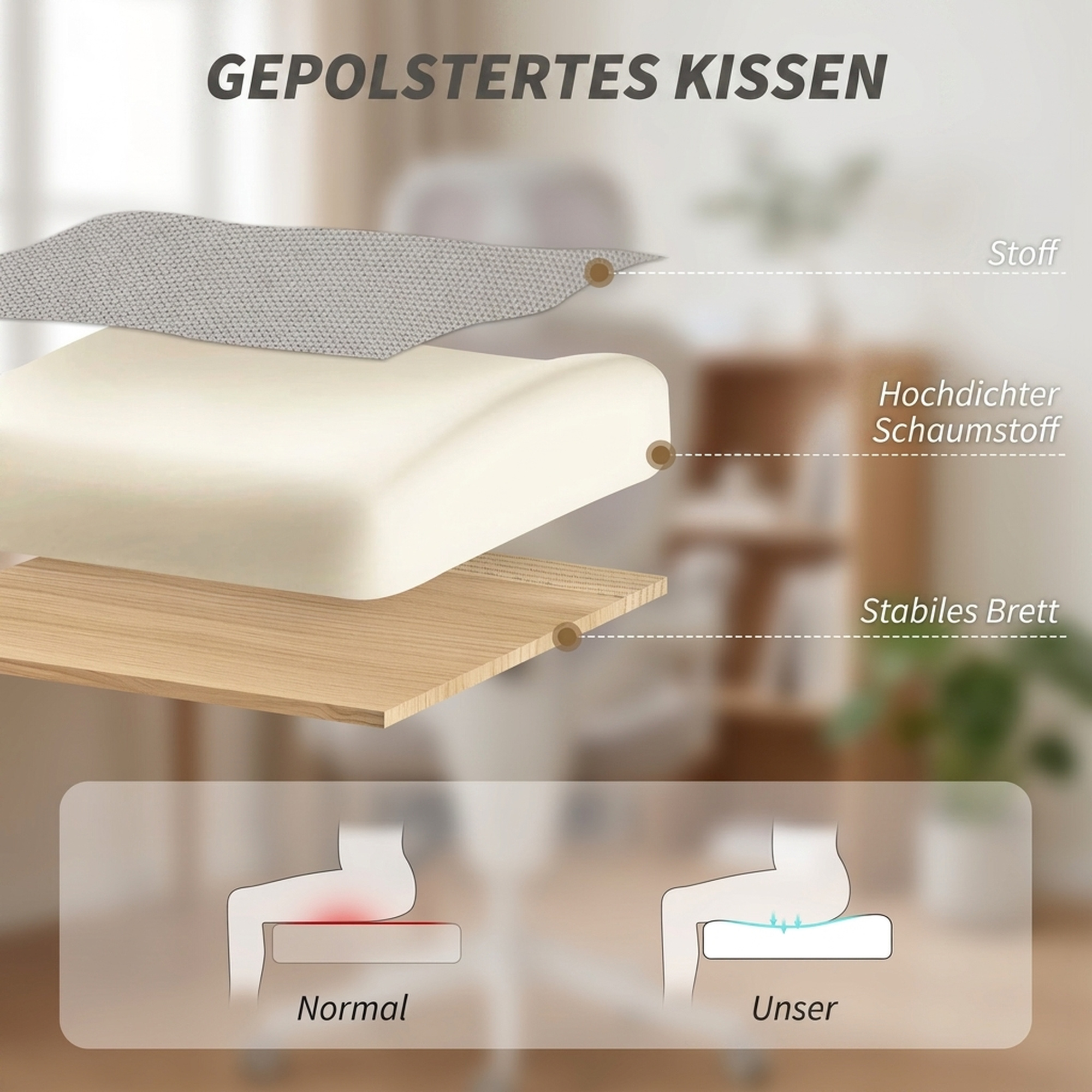 Bürostuhl, Ergonomischer Schreibtischstuhl mit Fußstütze, Wippfunktion, Armlehne, Netzstoff, Grau