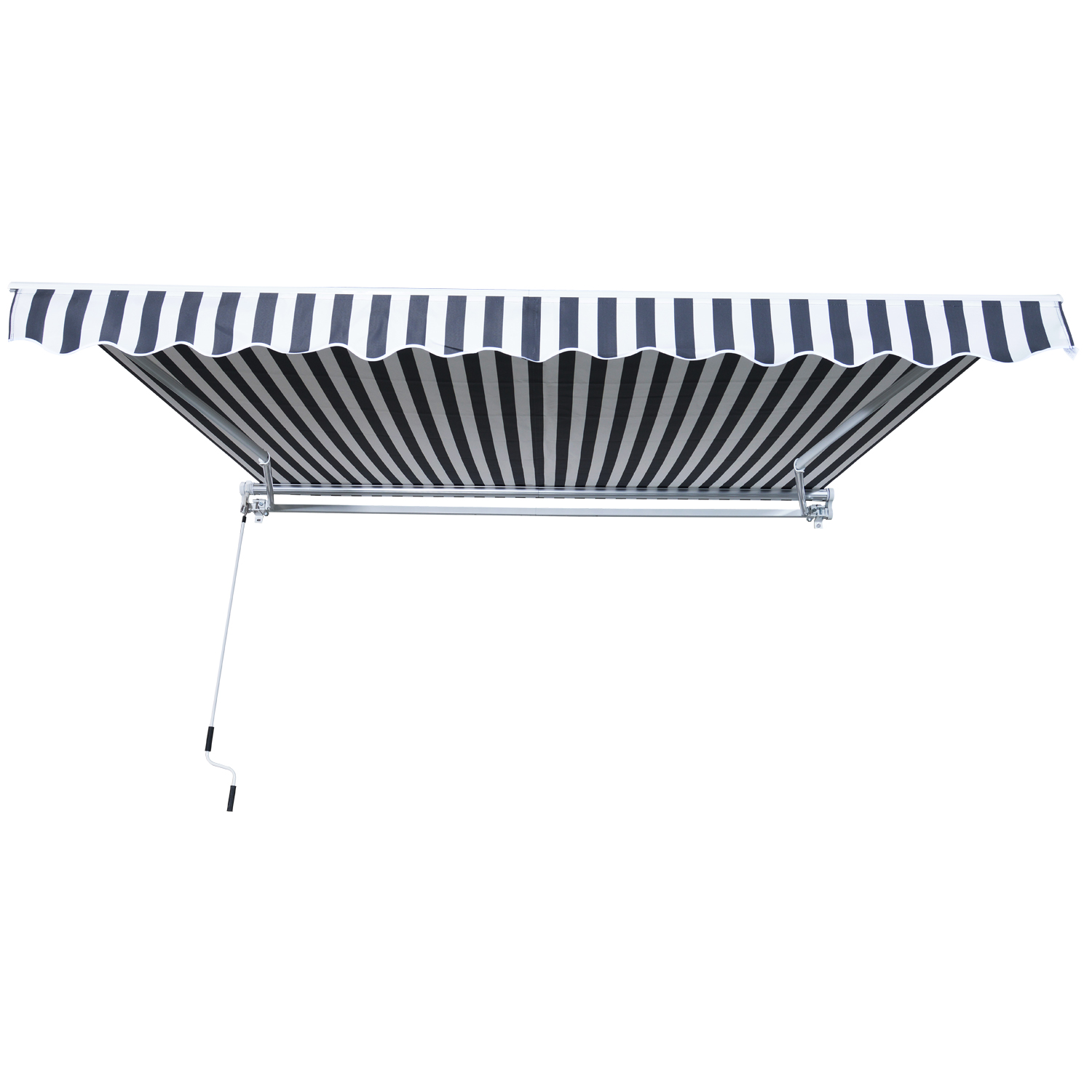 Markise Gelenkarmmarkise Sonnenschutz mit Handkurbel 3,5 x 2,5 m Grau+Weiß Alu Polyester