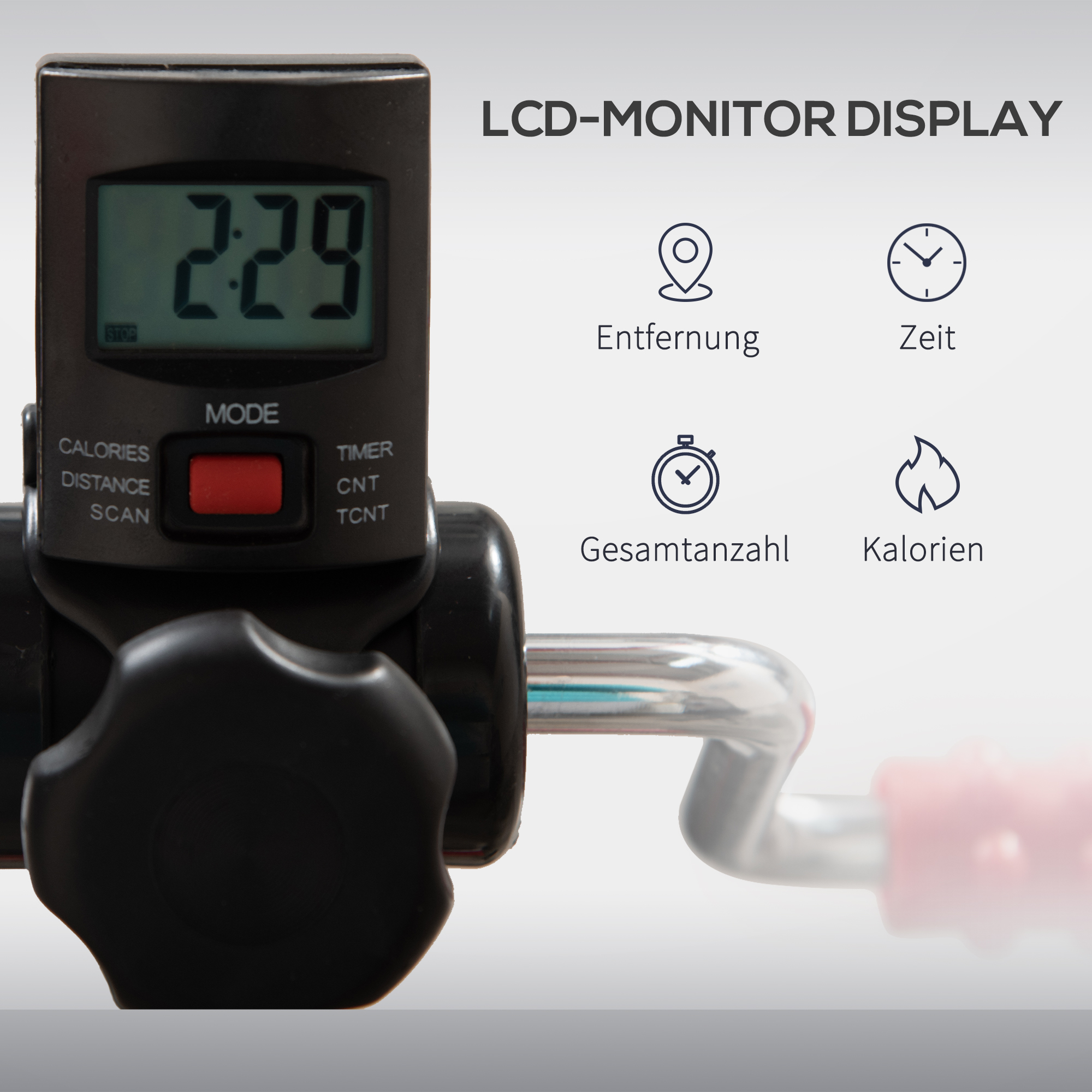 Pedaltrainer für Senioren Höhen- und Längenverstellbar Mini Heimtrainer mit Griff LCD Display Befestigungsband