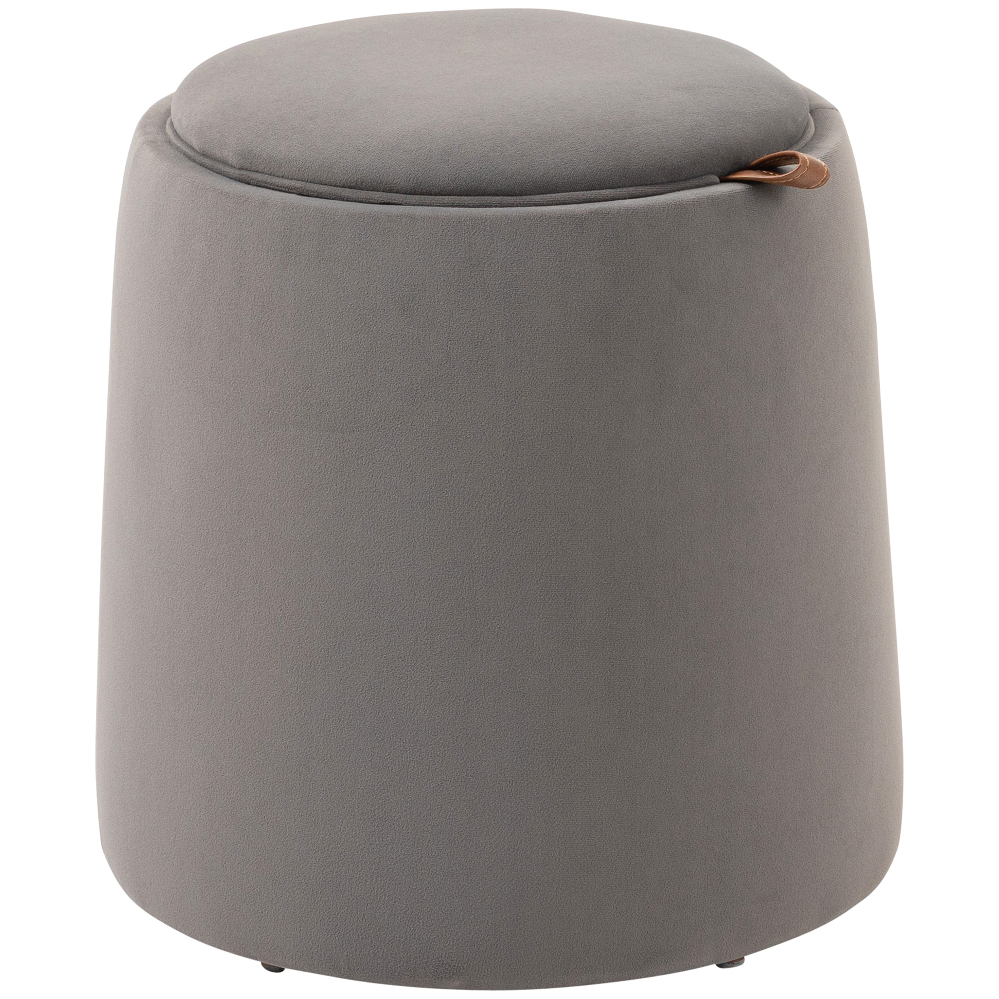 2-in-1 Hocker in Samtoptik inklusive Stauraum und abnehmbaren Deckel ?44 cm x 47,5 cm Grau