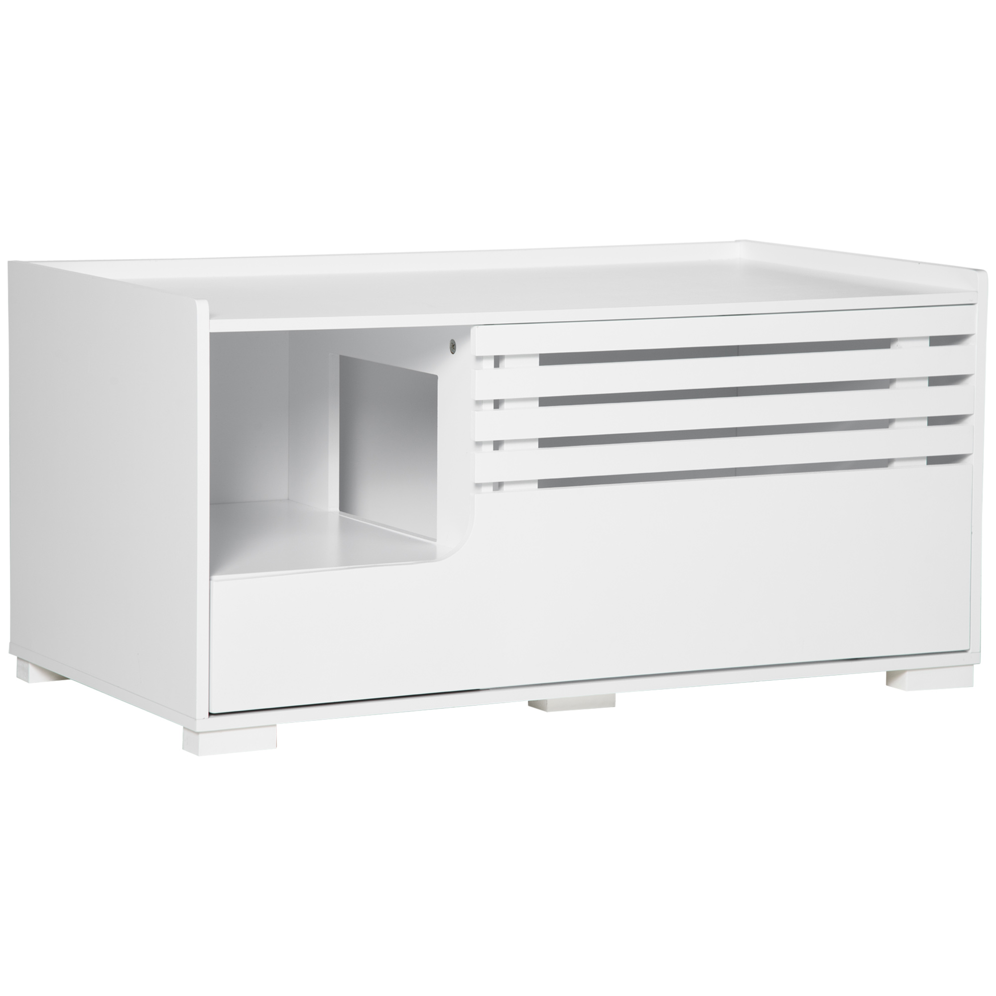 Katzenschrank mit 2 Regalen 2-in-1 Design Magnettür Weiß Katzenschrank mit 2 Regalen 2-in-1 Design Magnettür Weiß