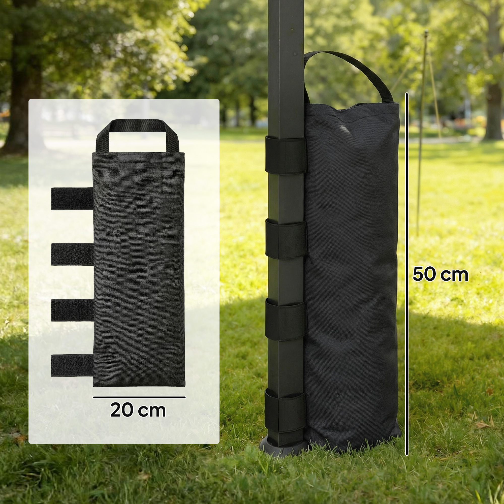 8er-Set Sandsäcke für Pavillonfüße, 40 kg strapazierfähige Sandsäcke aus 600D Oxford-Gewebe, ohne Sand, Schwarz