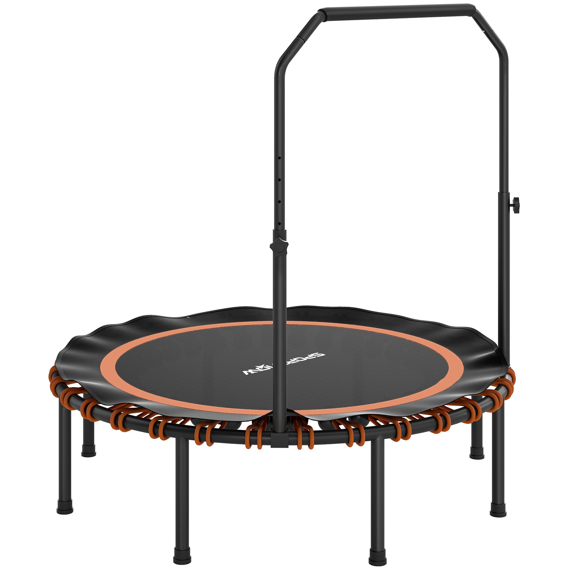 Fitness-Trampolin mit verstellbarem Handlauf, Sport-Trampolin für drinnen und draußen, Stahl, Kunststoff, Orange Fitness-Trampolin mit verstellbarem Handlauf, Sport-Trampolin für drinnen und draußen, Stahl, Kunststoff, Orange