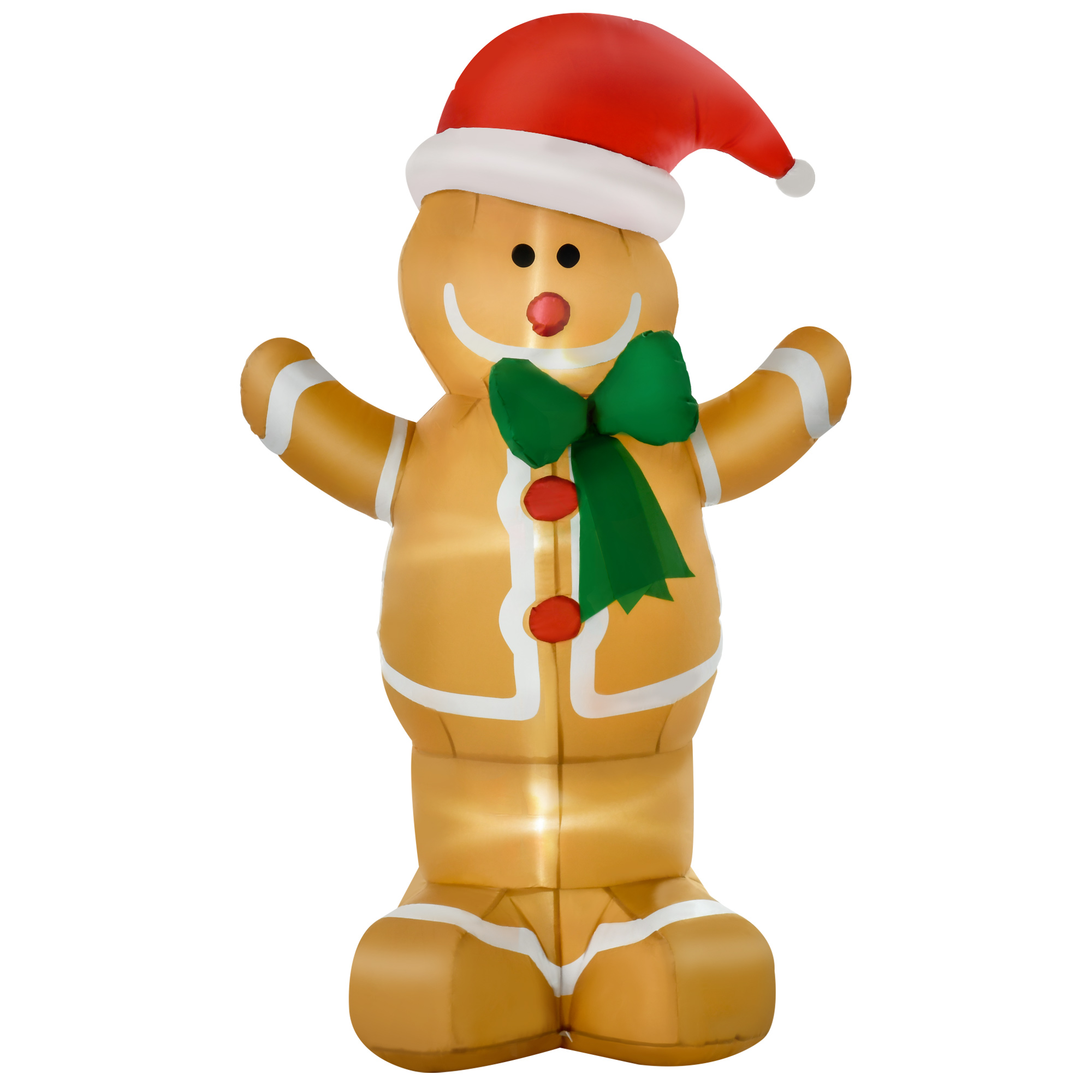 Aufblasbare Weihnachtsdeko 1,83 m Lebkuchenmann mit Schleife, 3 LEDs, internes Gebläse Gartendeko Aufblasbare Weihnachtsdeko 1,83 m Lebkuchenmann mit Schleife, 3 LEDs, internes Gebläse Gartendeko