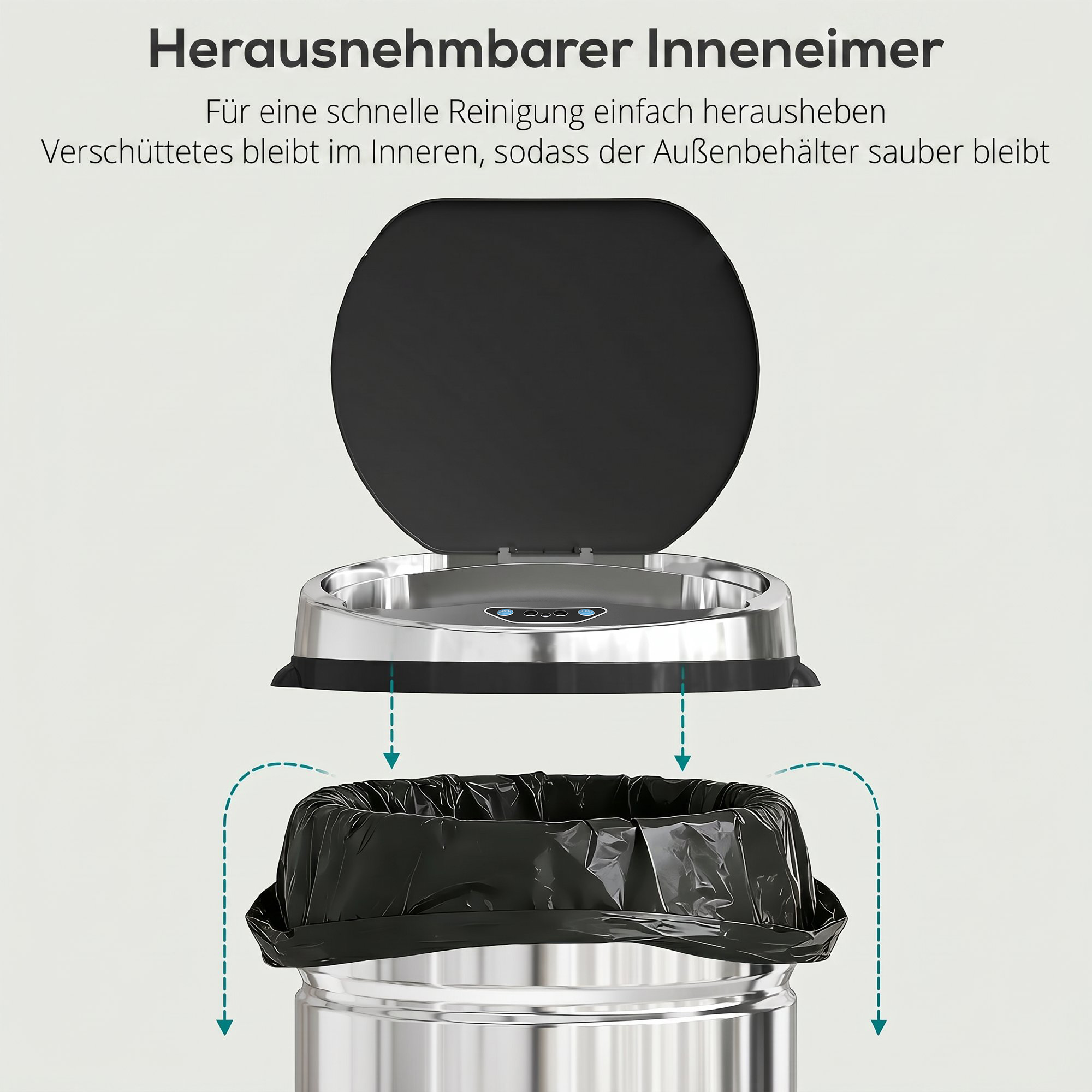 42 L Sensor Mülleimer, Automatischer Abfalleimer, Rostfreier Kücheneimer mit Infrarotsensor, für Küche, Esszimmer