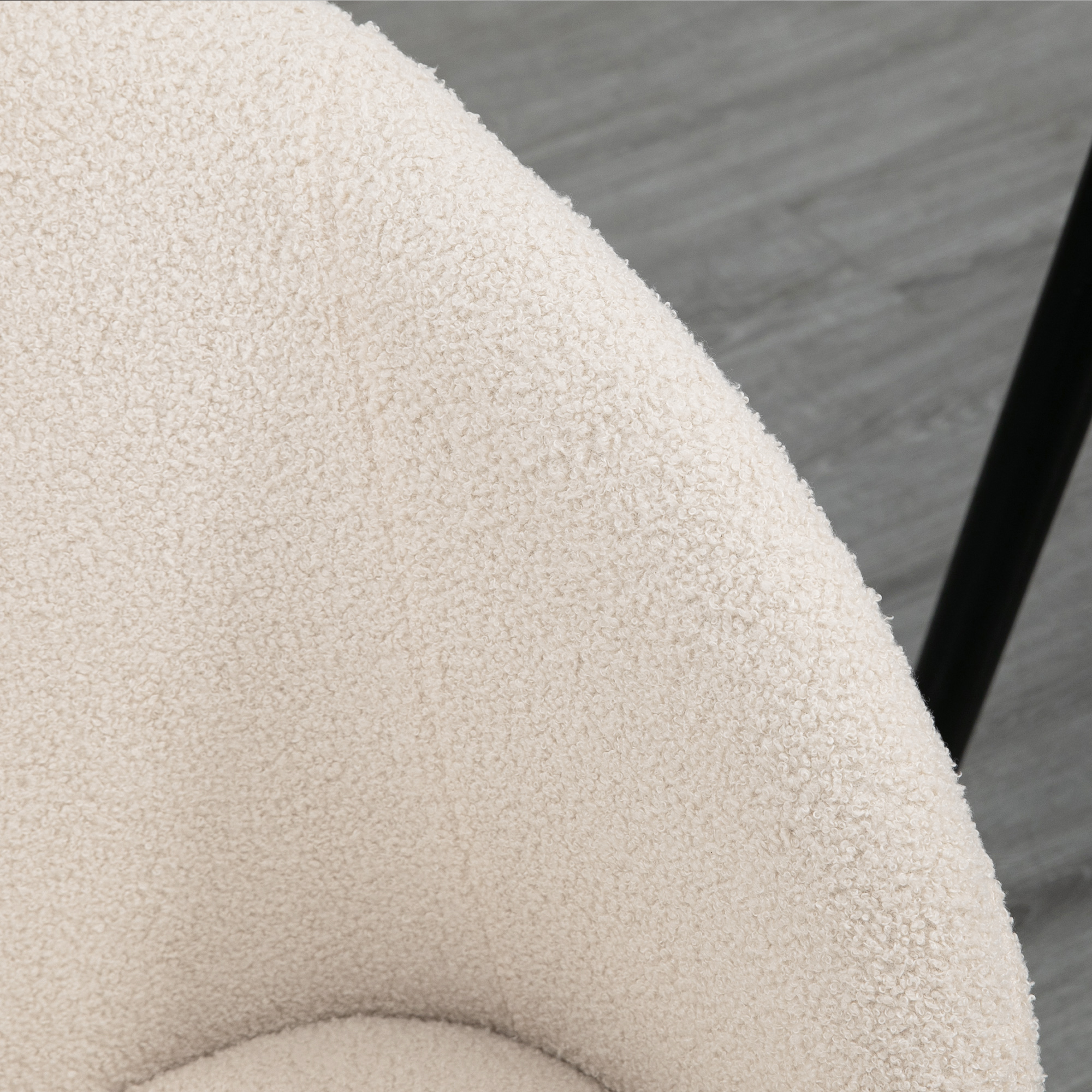 2er-Set Esszimmerstühle, Polsterstühle mit Stoffbezug, Küchenstühle mit Stahlbeinen, gewölbte Rückenlehne, Cremeweiß