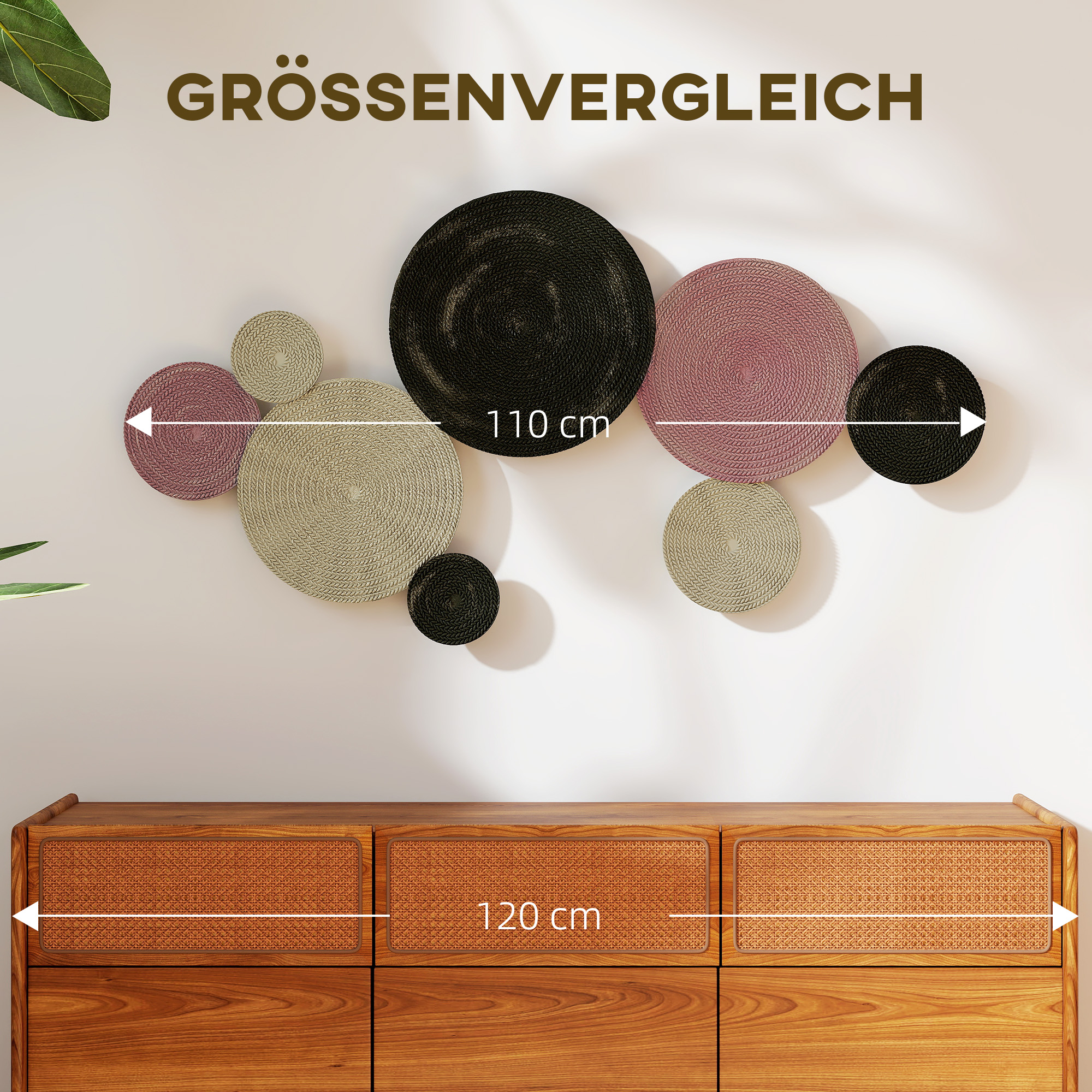 Wanddekor-Set im Disk-Design, 8 Metallscheiben, vielseitig einsetzbar, Mehrfarbig