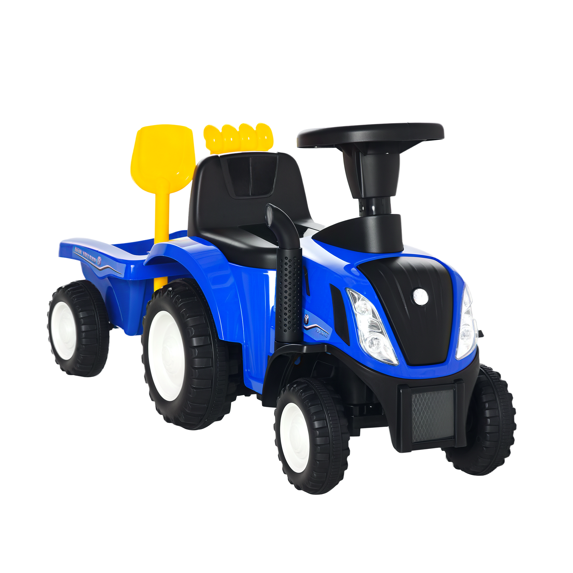 Rutsch-Traktor mit Anhänger, Hupe, Sandspielzeug, ab 1 Jahr, Kunststoff+Metall, blau, 91 x 29 x 44cm