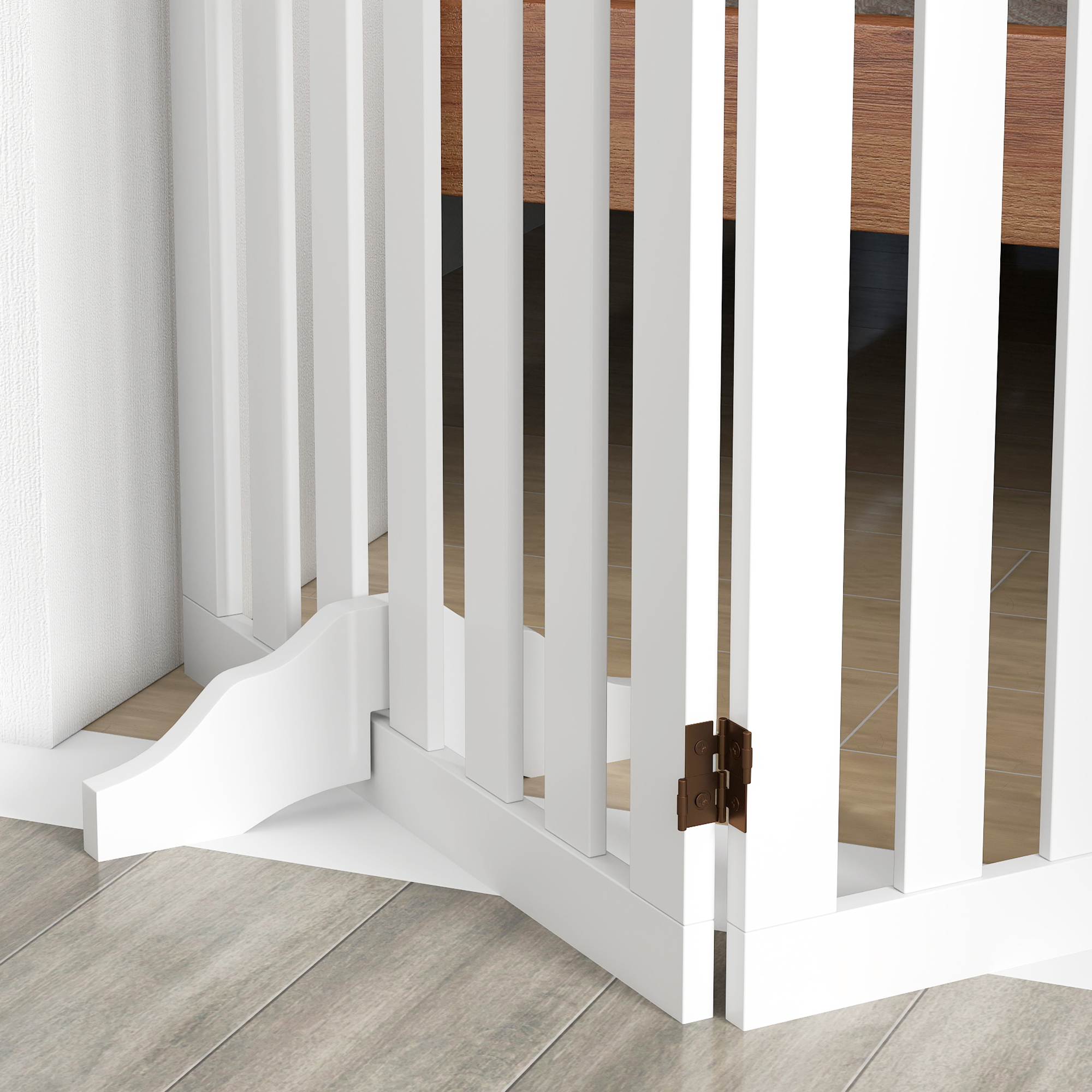 Freistehendes Hundegitter mit Stützfüßen, für Türrahmen, Flur, Treppe, 155 x 30 x 61 cm, Weiß