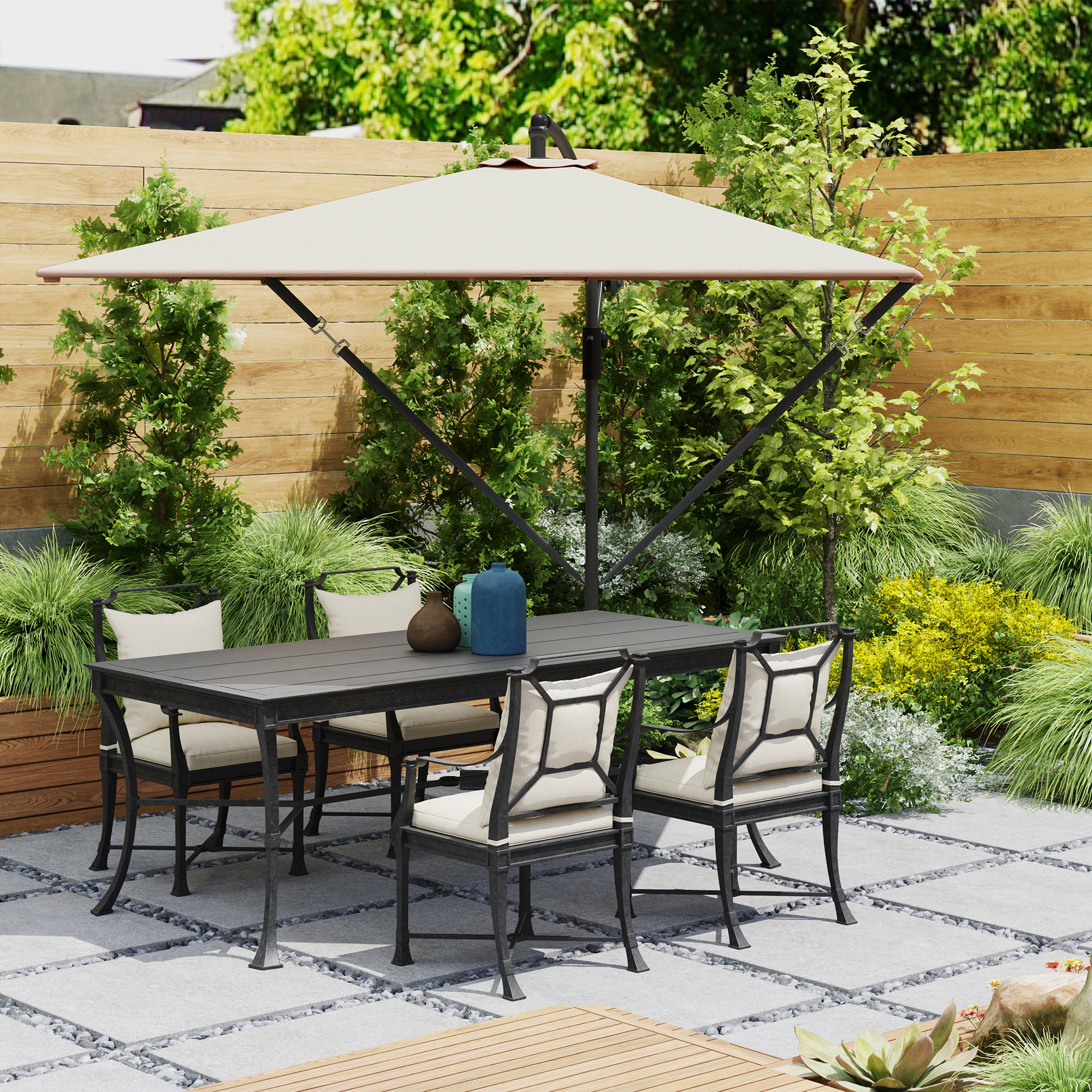 Ampelschirm Ø260 cm Sonnenschirm mit UV-Schutz 50 wasserabweisend Kurbelschirm mit Ständer, Khaki