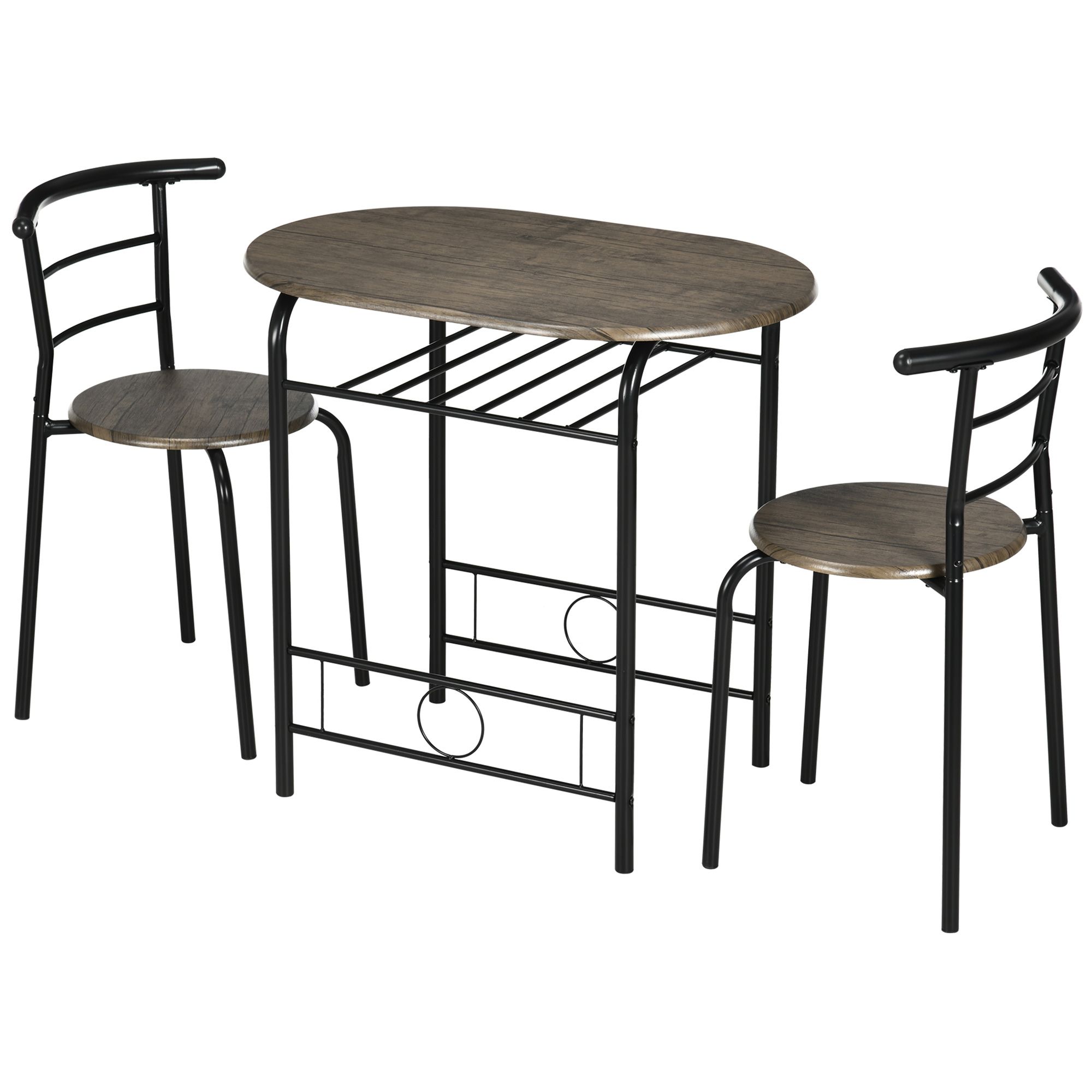 Bistro-Set Esstisch Küchentisch mit Stühlen Set, 1 Tisch, 2 Stühle, 80 cm x 53 cm x 74,5 cm, Schwarz Bistro-Set Esstisch Küchentisch mit Stühlen Set, 1 Tisch, 2 Stühle, 80 cm x 53 cm x 74,5 cm, Schwarz