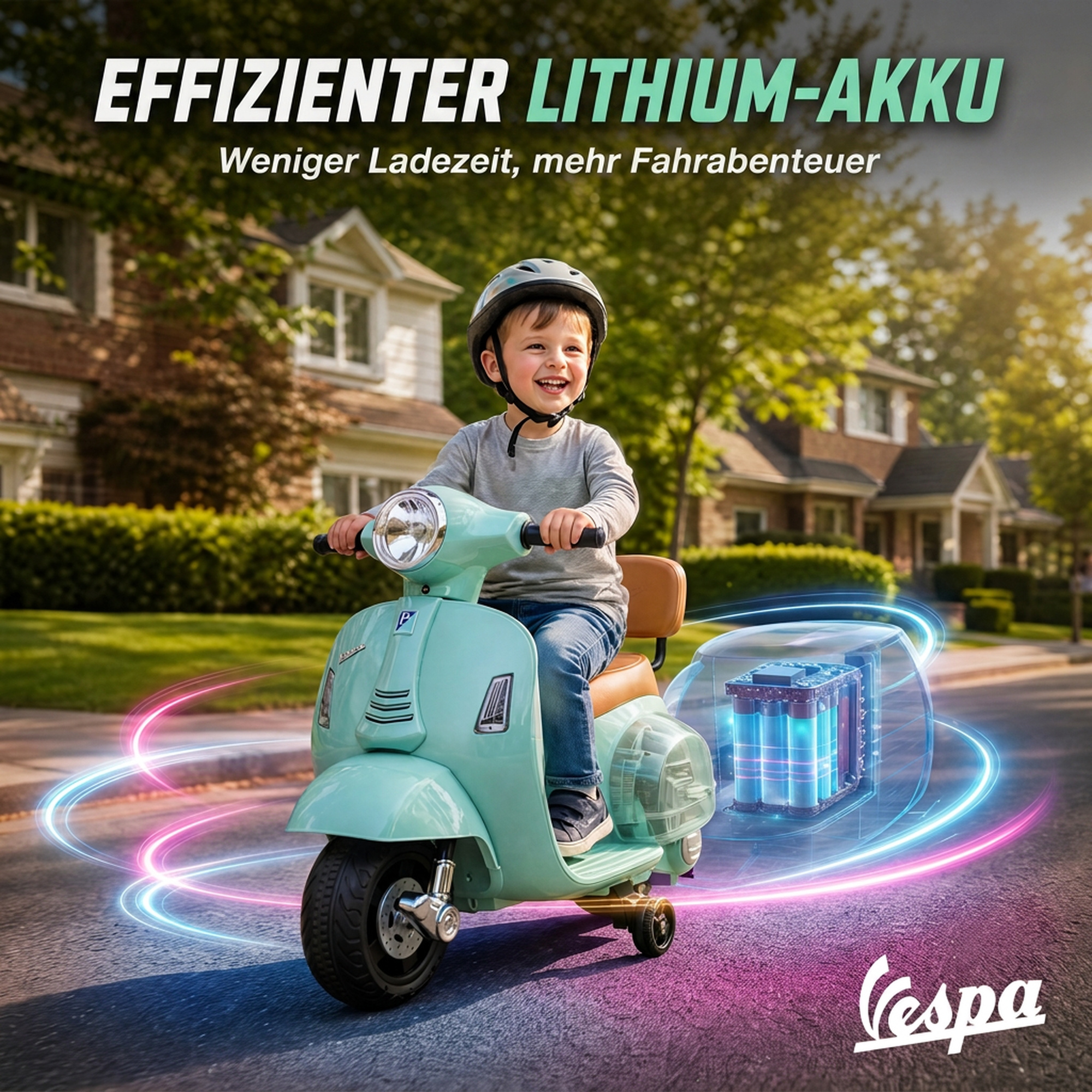 Elektro Motorrad Kinder Mini Vespa GTS 6V Elektromotorrad mit Lithium-Akku Ergonomischer Sitz Rückenlehne 1,5-3 Jahren