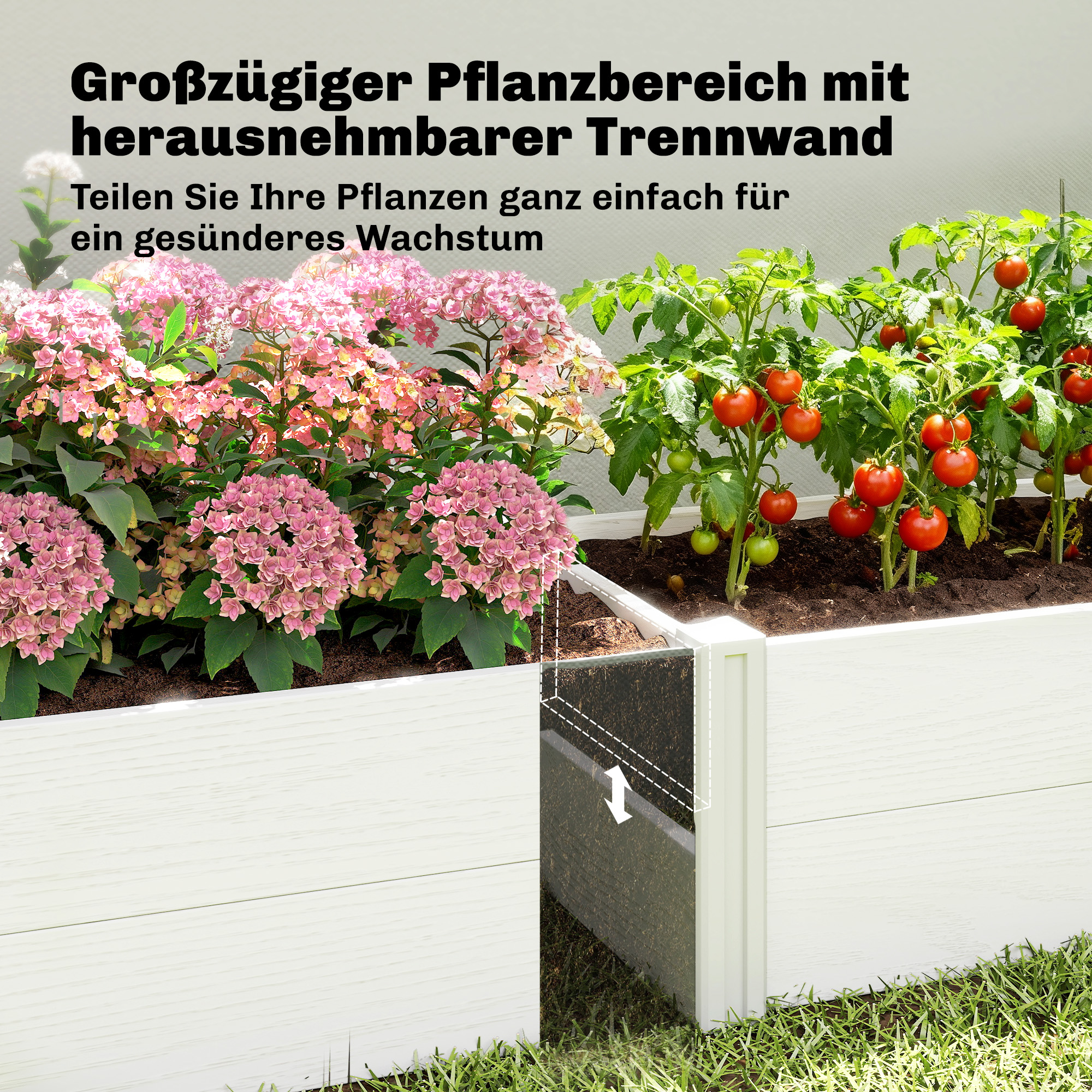 Hochbeet Kunststoff, Steckbar Pflanzbeet mit DIY-Montage Frühbeet 197 x 54 x 33 cm Weiß
