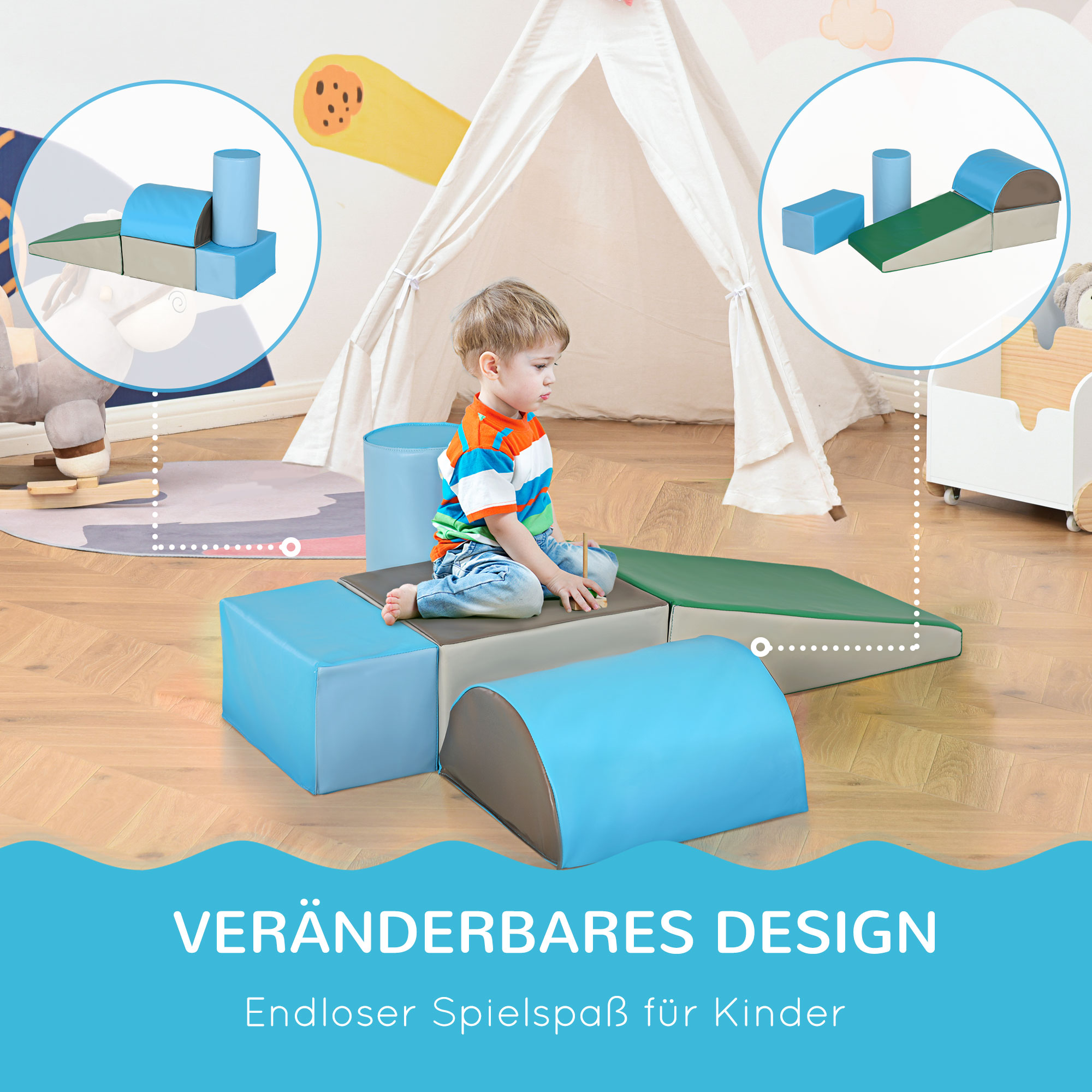 5 TLG. Schaumstoff Bausteine Kinder Softbausteine klettern Bauklötze Weiche Schaumstoffbausteine Riesenbausteine Schaumstoffblöcke Bausteinset Spielbausteine für Baby & Kleinkinder Mehrfarbig