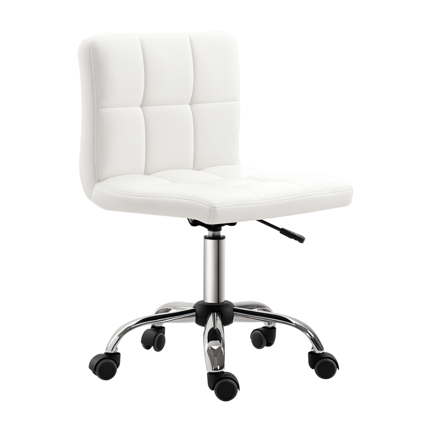 Bürostuhl, Drehstuhl, Kunstleder, Stahlstruktur, 5 Räder, gepolstert, Weiß