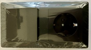 MILOS Set Steckdose + Schalter + Rahmen, 250V~/ 16A, Steckanschluss, Anthrazit