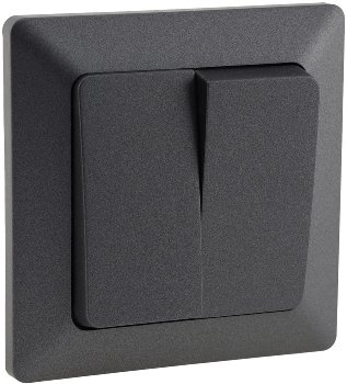 MILOS Serien-Schalter 2-fach, Anthrazit, 250V~/ 10A, inkl. Rahmen, UP MILOS Serien-Schalter 2-fach, Anthrazit, 250V~/ 10A, inkl. Rahmen, UP