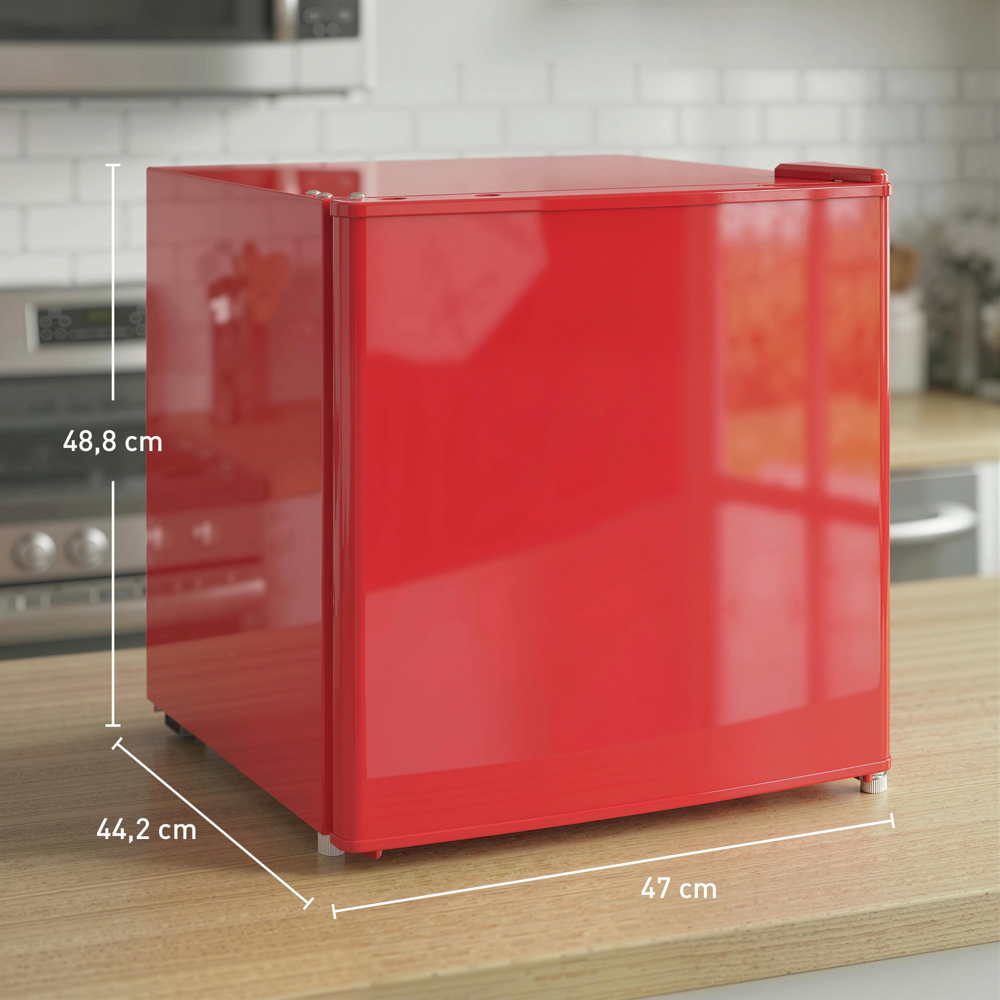 Tischgefrierschrank mit 35 Liter Kapazität, kleiner Gefrierschrank mit umkehrbarer Tür, Rot