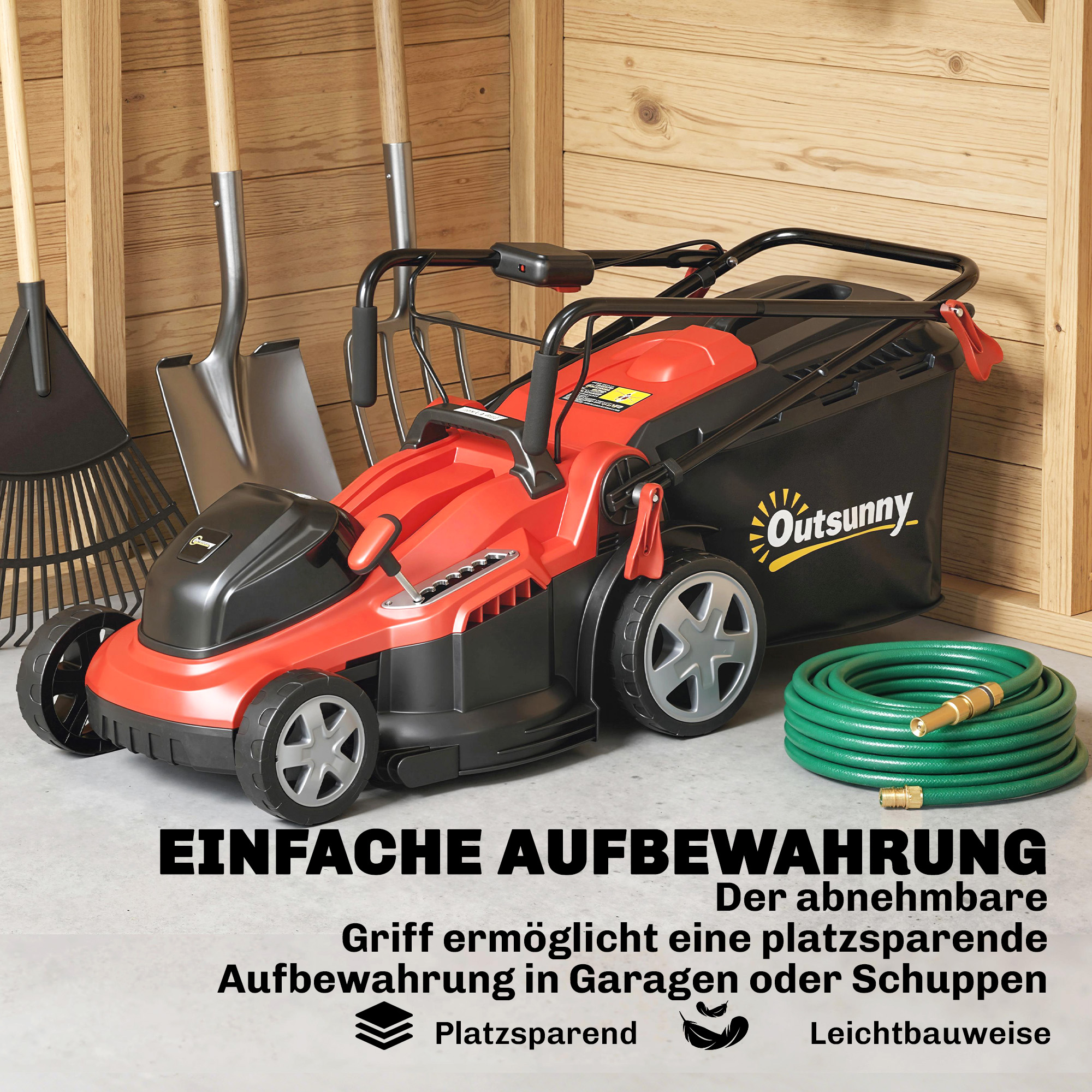 Elektro Rasenmäher 800 W mit 40 cm Schnittbreite 45L Fangkorb Akkuanzeige Überlastschutz 7 Schnitthöhen