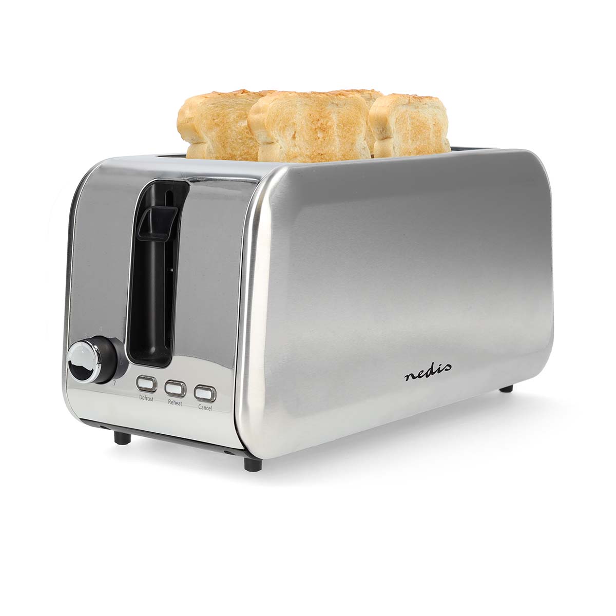 Toaster | 4 Brotscheiben | 2 Lange Schlitze | Bräunungsstufen: 7 | Auftaufunktion | Aluminium / Silber