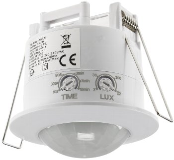 Decken-Einbau-Bewegungsmelder 360° / PIR, LED geeignet, 6m Detektion, weiß