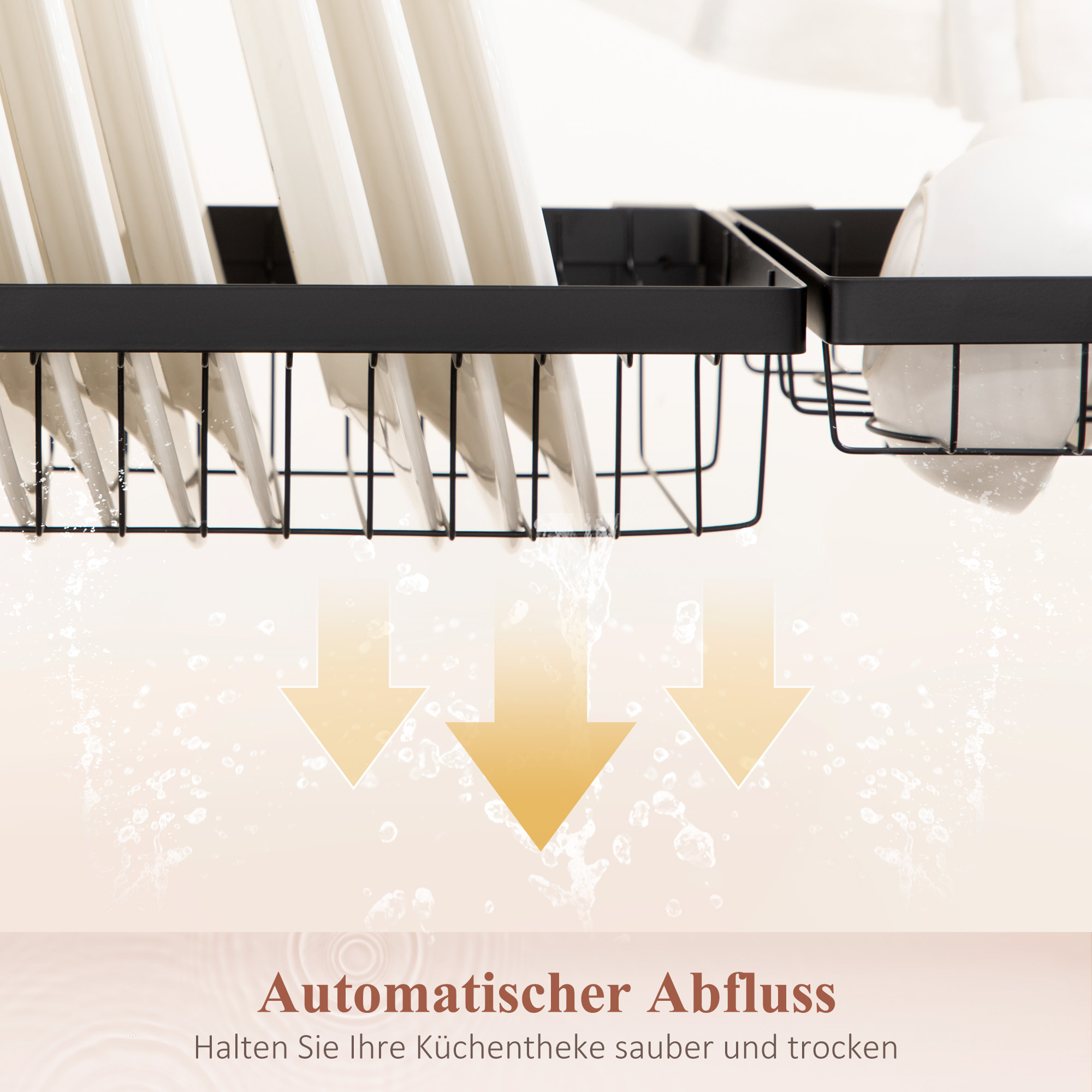 Geschirrkorb, Modularer Geschirrhalter aus Metall, bis zu 26 kg belastbar, Schwarz