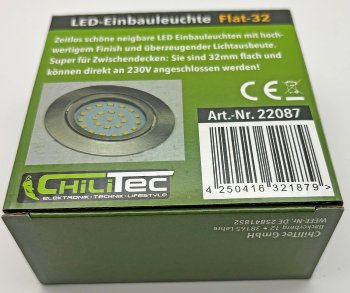 LED-Einbauleuchte "Flat-32" neutralweiß, 80x32mm, 5W, 590lm, Edelstahl gebürstet