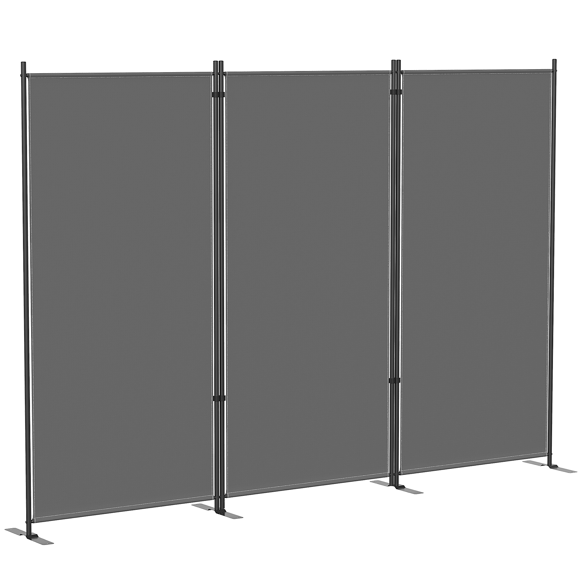 Raumteiler 3-teilig 260 x 30 cm Freistehend Paravent Trennwand Sichtschutz aus Metall, Outdoor Raumtrenner Dunkelgrau