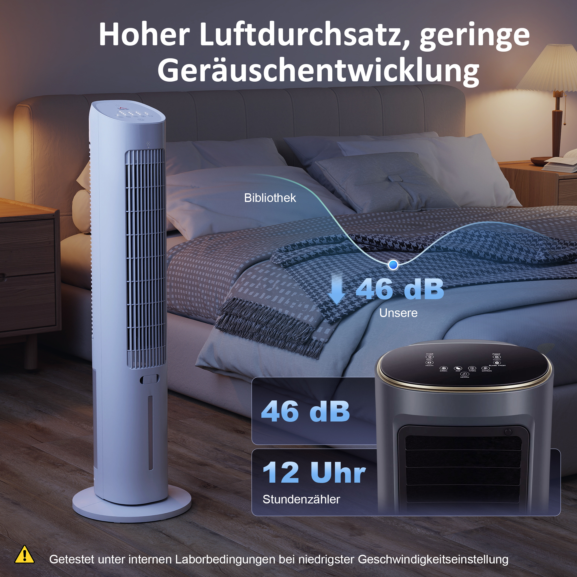 tragbarer 3-in-1 Turm-Luftkühler mit 3-Liter-Wassertank, 3 Geschwindigkeiten und 3 Modi, weiß