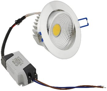 LED-Einbauleuchte "COB-7", 7W, 550lm, ALU, 3000K, 75°, Ø109xT47mm,Rahmen chrom