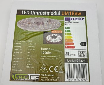 LED Umrüstmodul "UM18nw" für Leuchten, Ø180mm, 18W, 1990lm, 4000K, Magnethalter