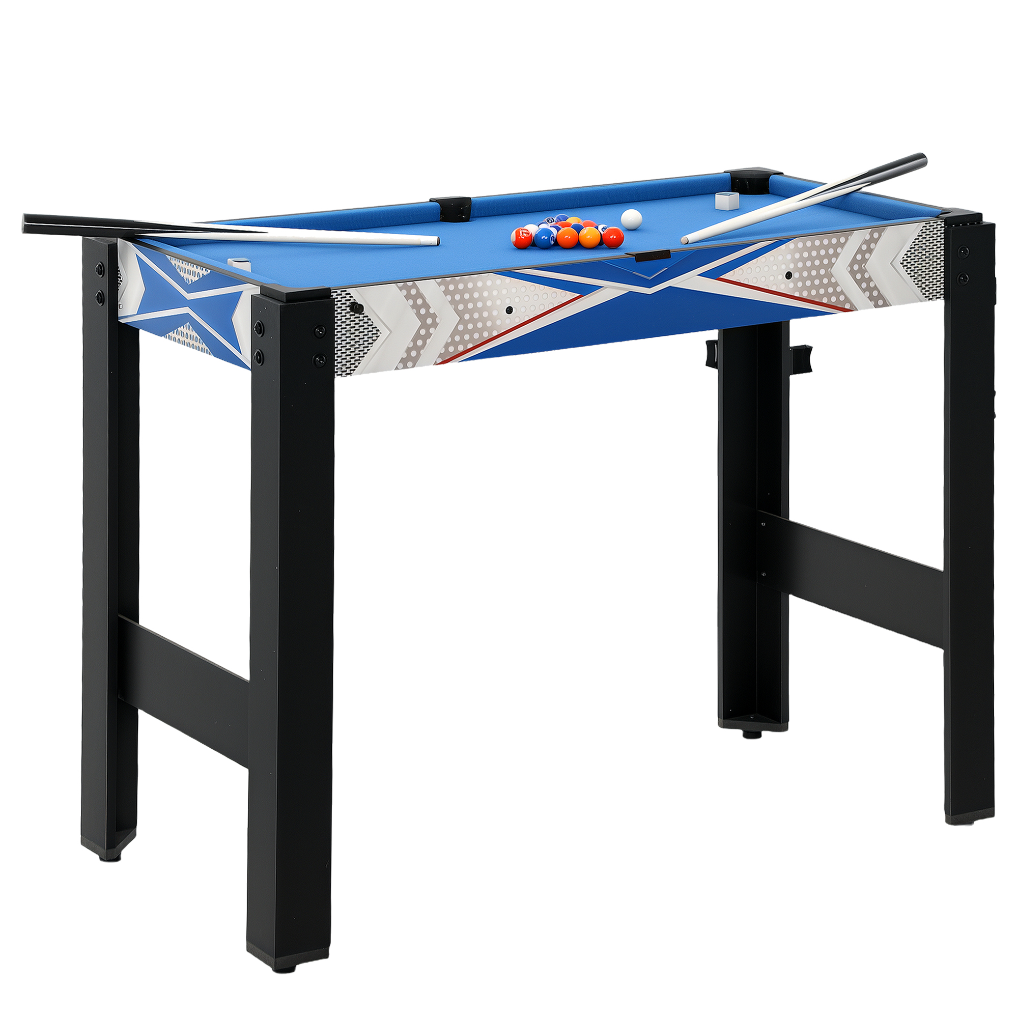 5-in-1-Spieletisch, Billard, Tischtennis, Hockey, Basketball, Bogenschießen, Zubehör inklusive, MDF, Kunststoff, Blau