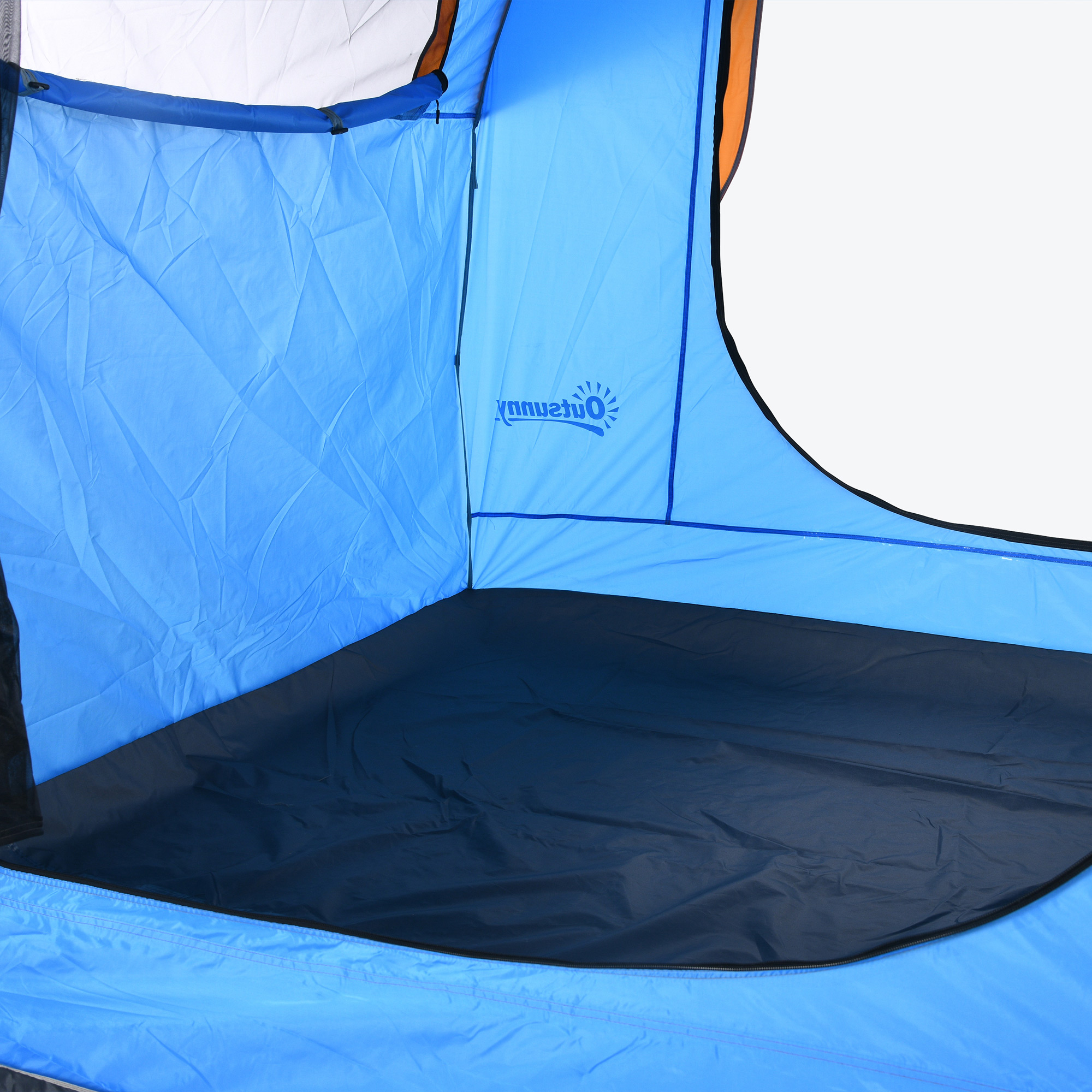 Autozelt Campingzelt, 3 Türen, wetterbeständig, 239cm x 210cm x 210cm, Orange + Blau