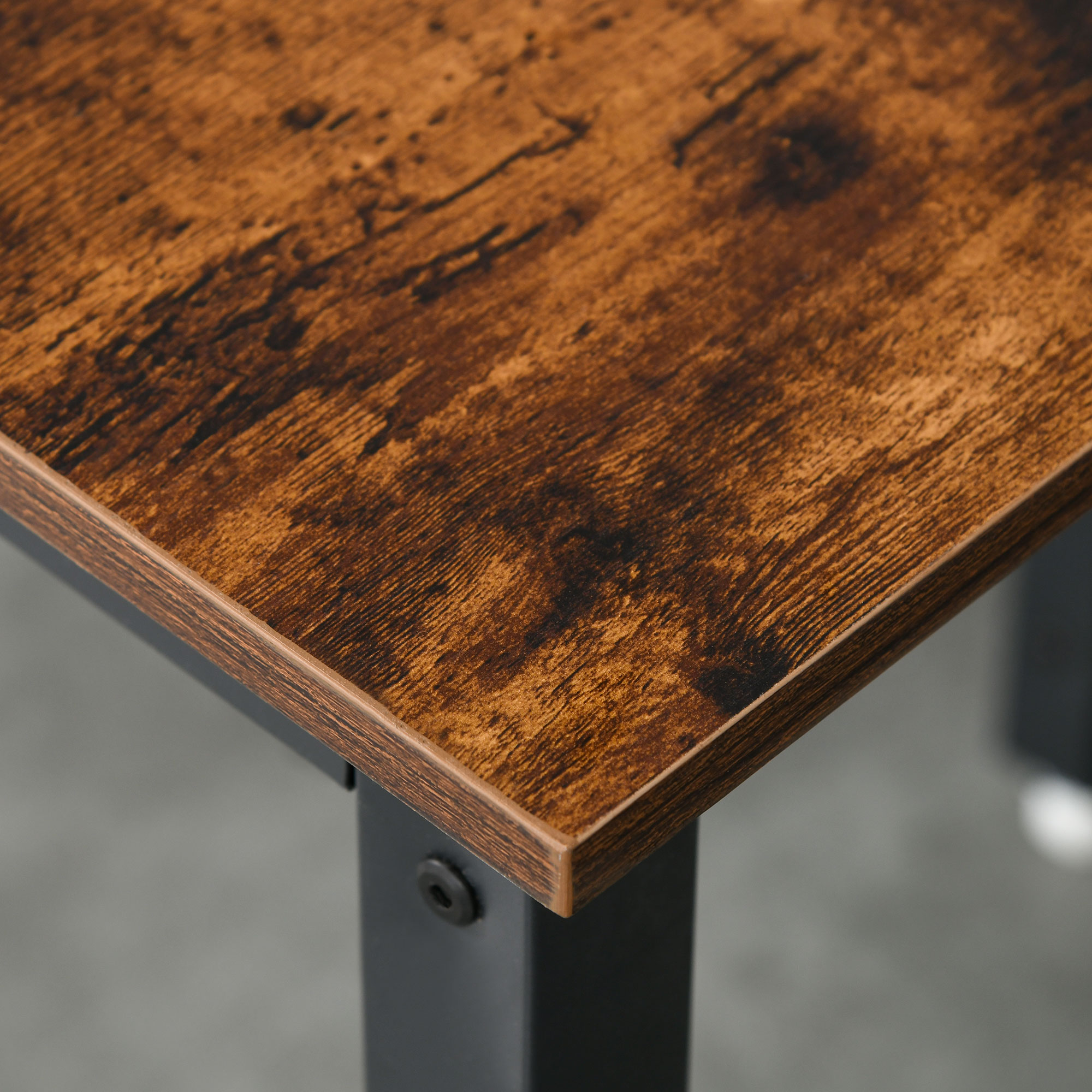 Faltbarer Esstisch, Industrieller Tisch, klappbar, aus Metall und Holz, platzsparend, Braun