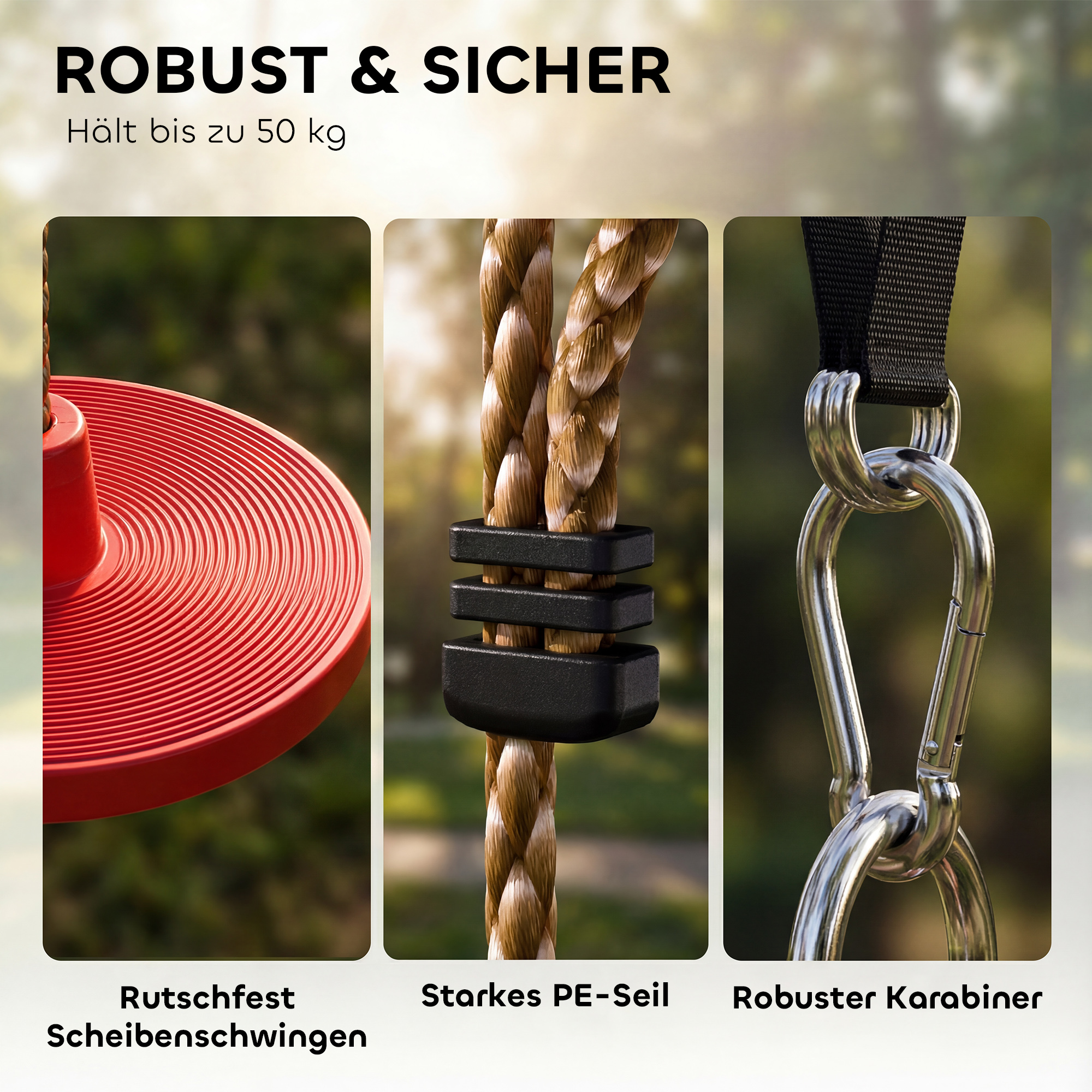 Kletterseil Schaukel Baum Kinderschaukel mit Plattform Scheibenschaukel Sitz Outdoor Spielset für 3-8 Jahre Kinder Rot