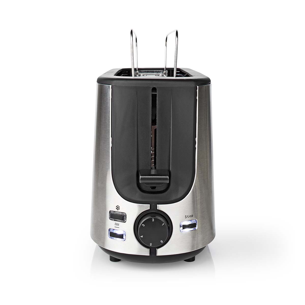 Toaster | Edelstahl Serie | 2 Brotscheiben | 1 Langer Schlitz | Bräunungsstufen: 6 | Auftaufunktion | Brötchenaufsatz | Aluminium