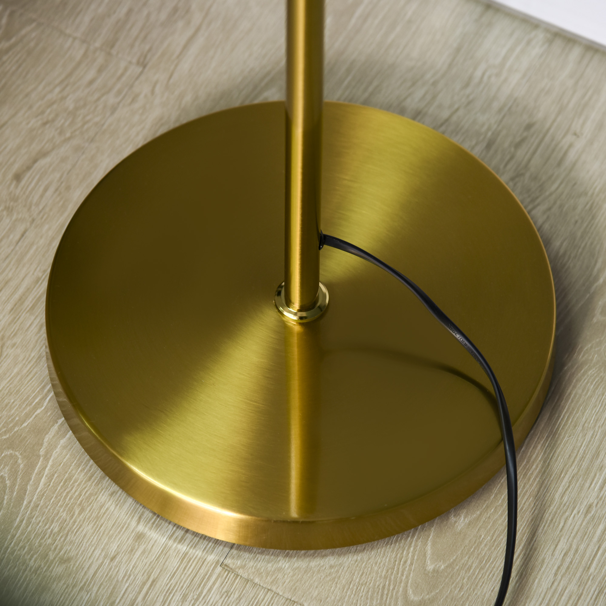 Stehleuchte im Retro-Design, Stehlampe, Stehlampe mit 3 Lampenschirmen, Glas, Gold