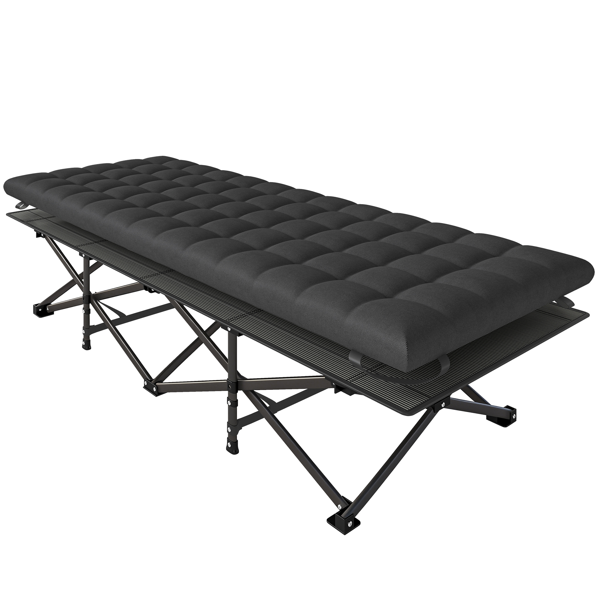 Feldbett faltbar Campingbett mit Tragetasche Campingliege bis 200 kg Indoor, Outdoor, 200 x 80 x 40 cm Schwarz