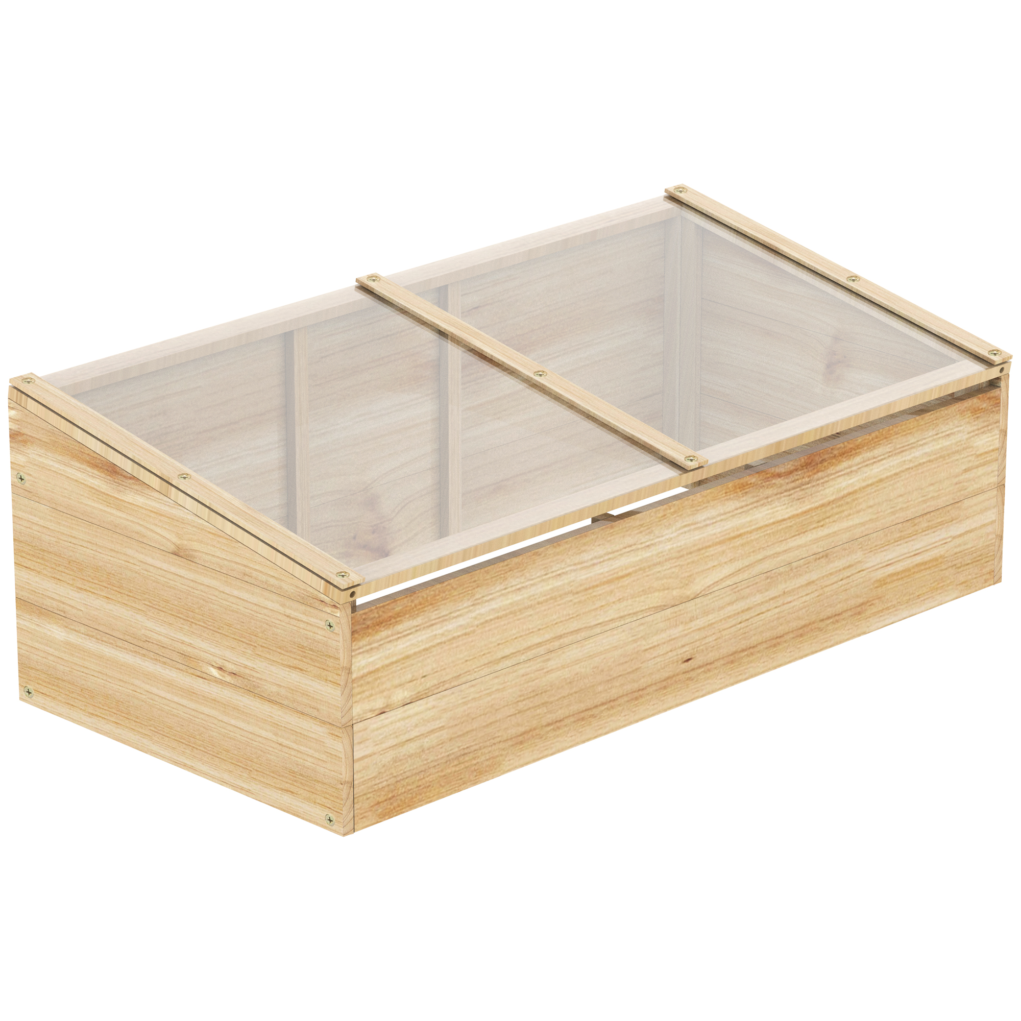 Gewächshaus Holz Frühbeet Frühbeetkasten Treibhaus Garten & Pflanzkasten-System für Garten Balkon, 100 x 50 x 35 cm, Natur, Tanne, PC-Platte Gewächshaus Holz Frühbeet Frühbeetkasten Treibhaus Garten & Pflanzkasten-System für Garten Balkon, 100 x 50 x 35 cm, Natur, Tanne, PC-Platte