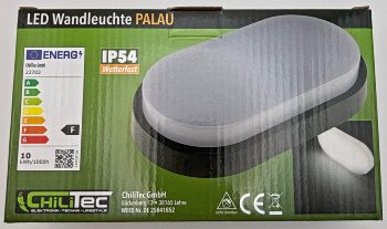 LED Wandleuchte "PALAU" IP54, 4000K, Oval, 10 Watt, 900 Lumen, Anthrazit