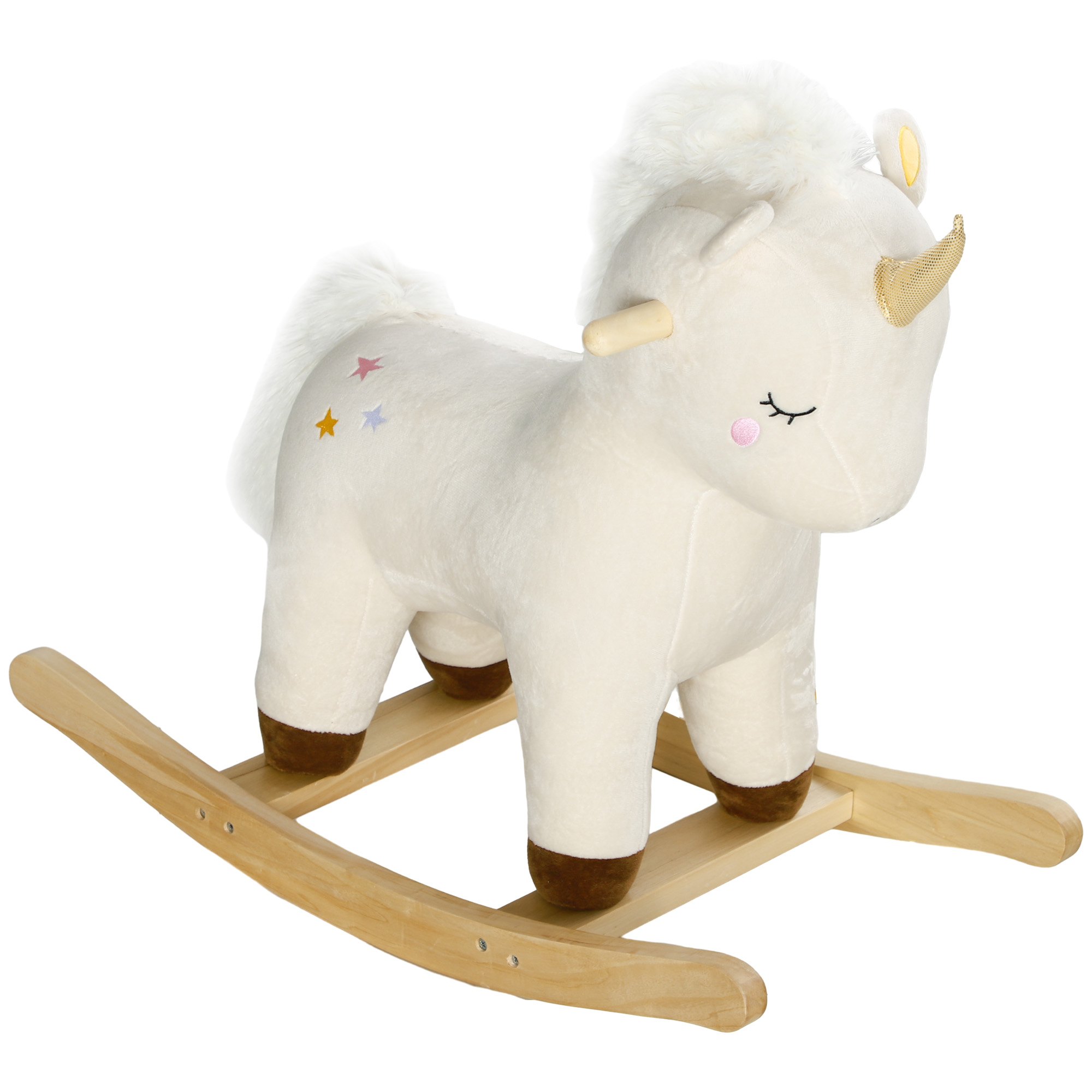 Schaukelpferd im Einhorn-Design, mit Soundeffekten, weicher Sitz, für Kinder im Alter von 2-4 Jahren, Weiß Schaukelpferd im Einhorn-Design, mit Soundeffekten, weicher Sitz, für Kinder im Alter von 2-4 Jahren, Weiß