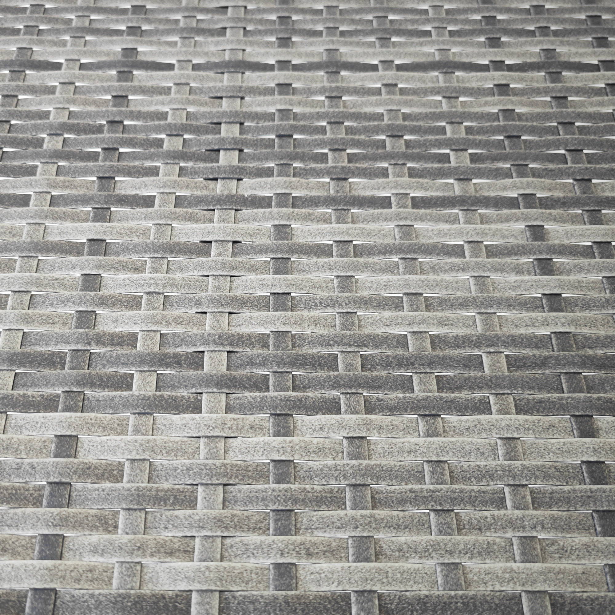 Balkontisch, halbrund, Polyrattan+Metall, 100x50x74 cm, Grau