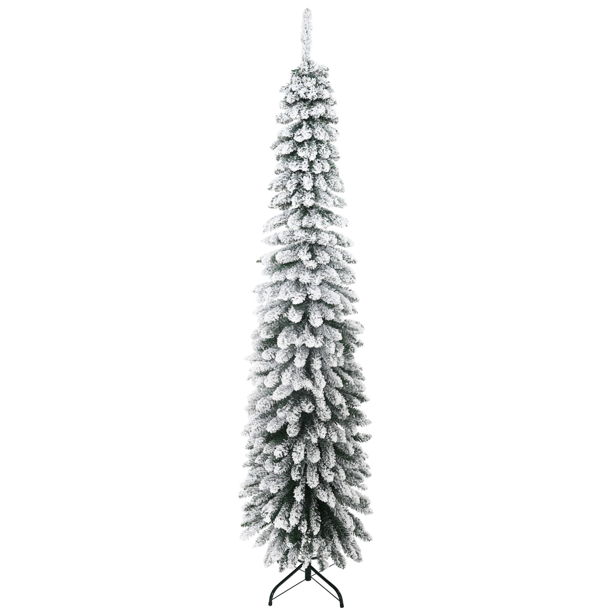 Künstlicher Weihnachtsbaum, schneebedeckt, schmales Design, feuerfest, 210 cm, Grün/Weiß Weihnachtsbaum, schneebedeckt, schmales Design, feuerfest, 210 cm, Grün/Weiß