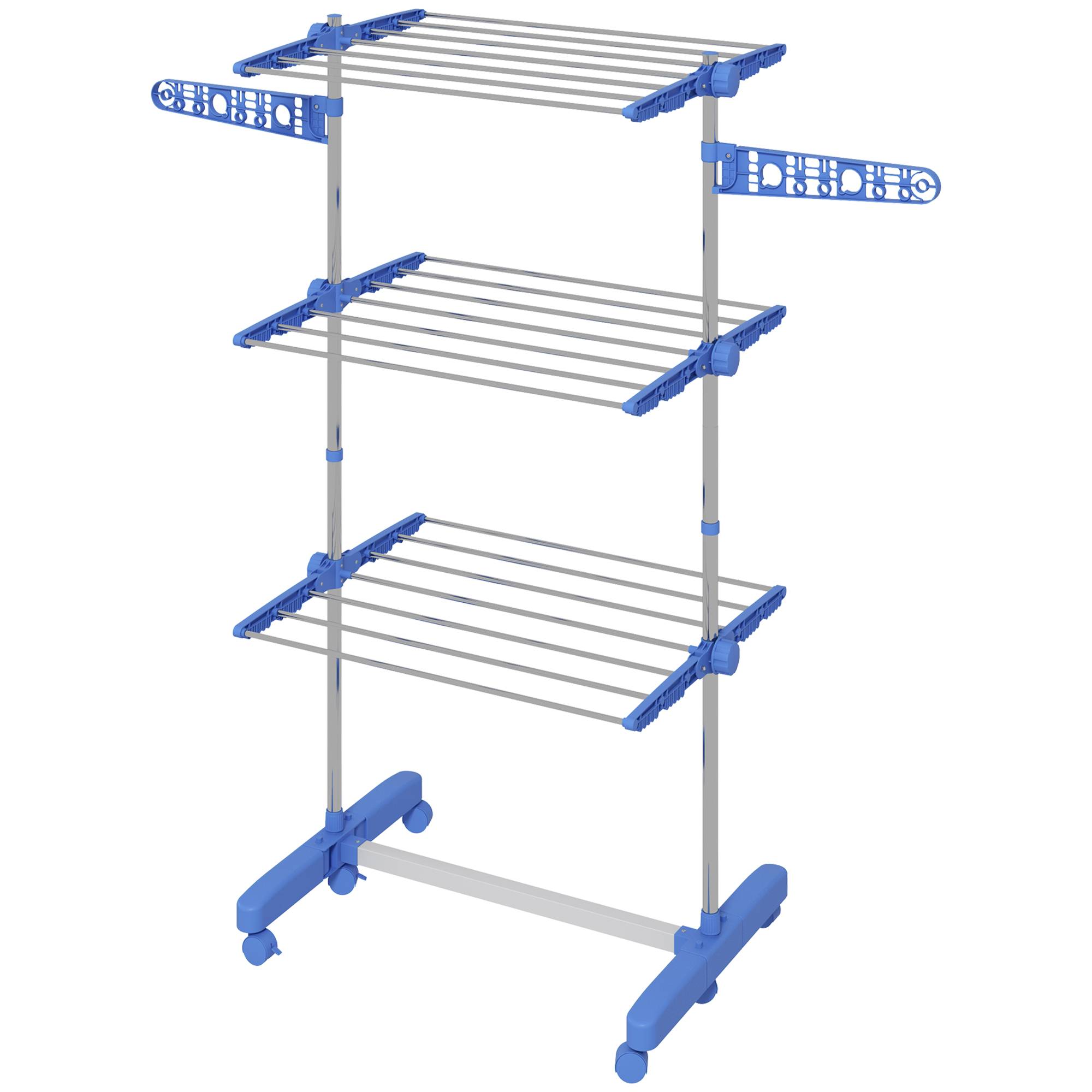 Wäschenständer Wäschetrockner, 4 Ebenen, klappbar, One-Klick-System, 142 cm x 55 cm x 152 cm Blau + Silber Wäschenständer Wäschetrockner, 4 Ebenen, klappbar, One-Klick-System, 142 cm x 55 cm x 152 cm Blau + Silber