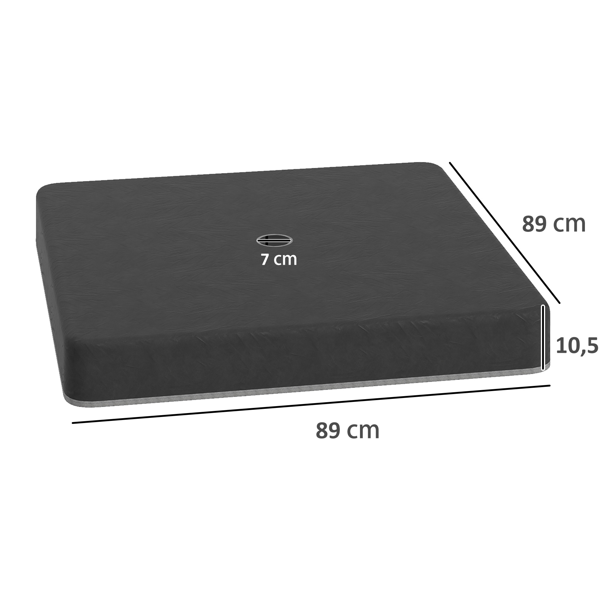 Basisgewichte für Sonnenschirmständer, Wasserdicht, mit Sand befüllbar, Kunststoff, 89L x 89B x 10,5H cm, Schwarz